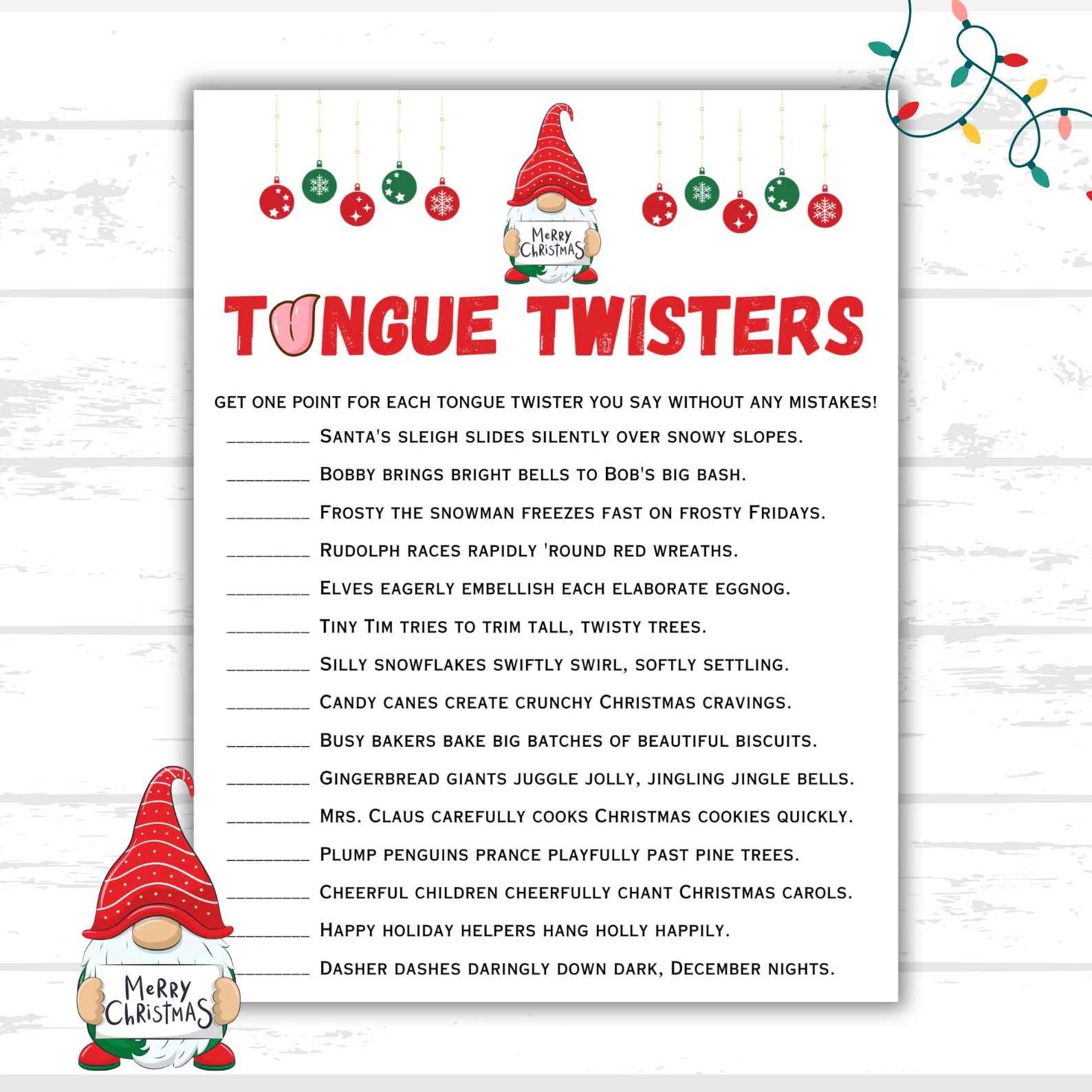 Christmas Tongue Twisters Game Christmas