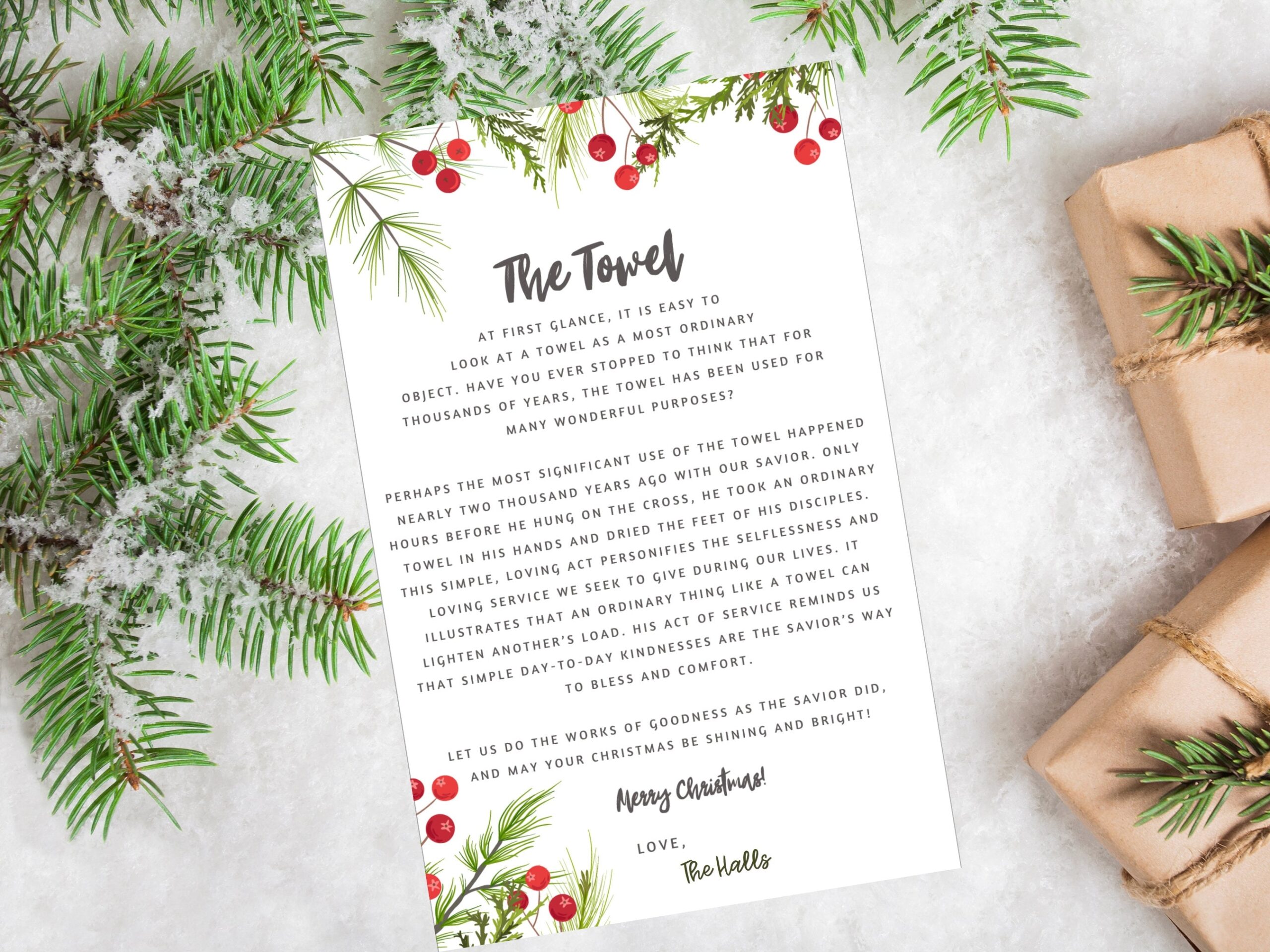 Christmas Towel Poem Merry Christmas Tag