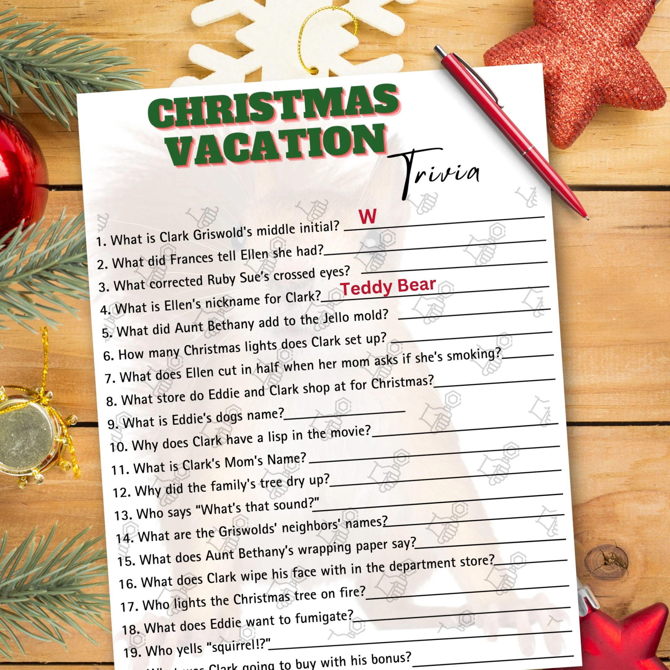 Christmas Vacation Movie Trivia Game