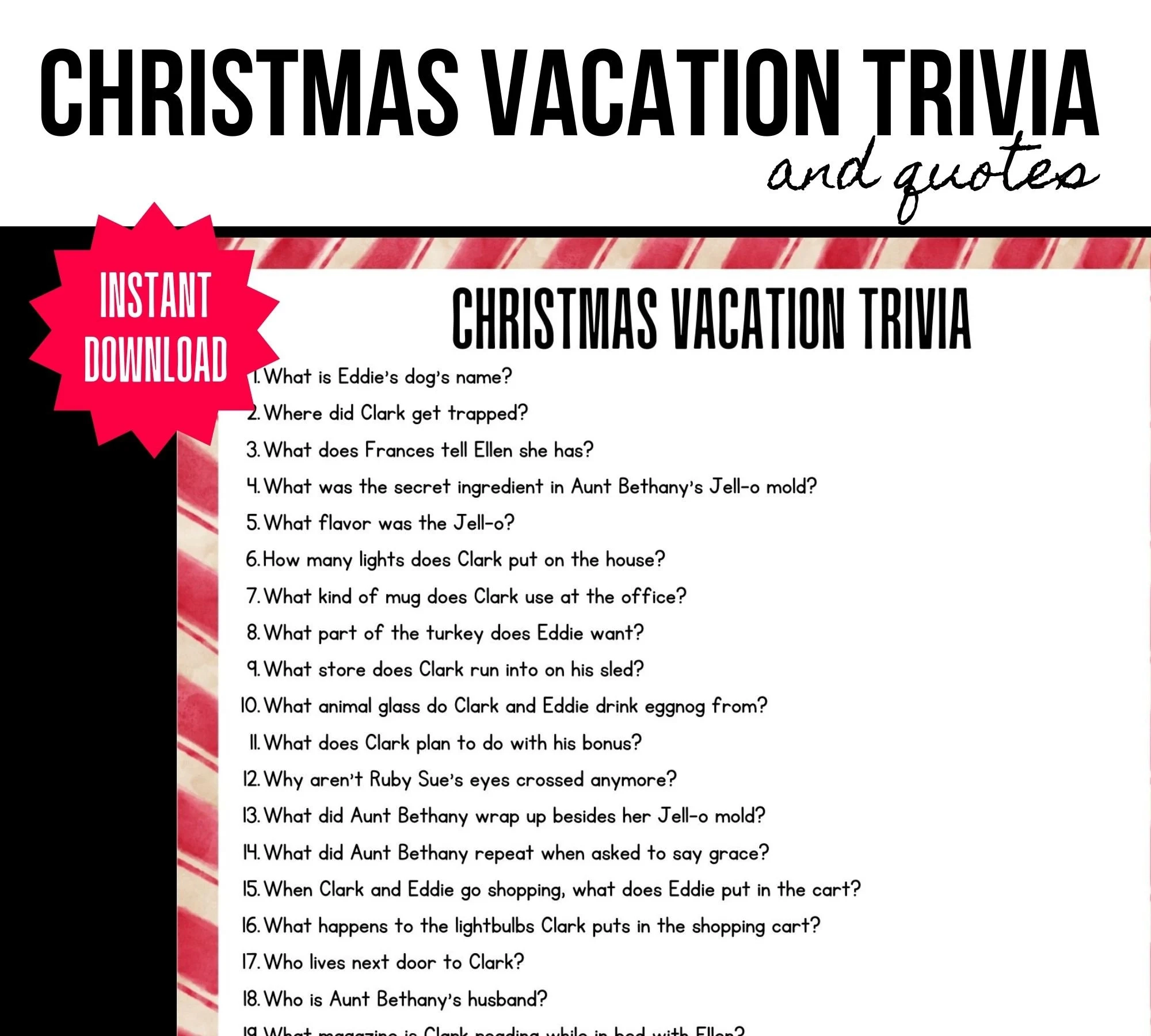Christmas Vacation Trivia Christmas