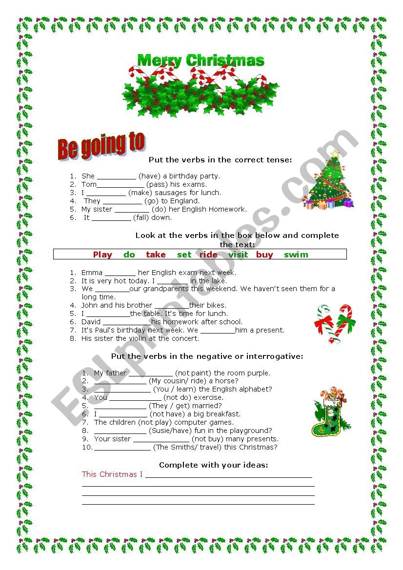 Christmas Verbs Be Going To E 677719 Christmas Verbs Be Going To E 677719