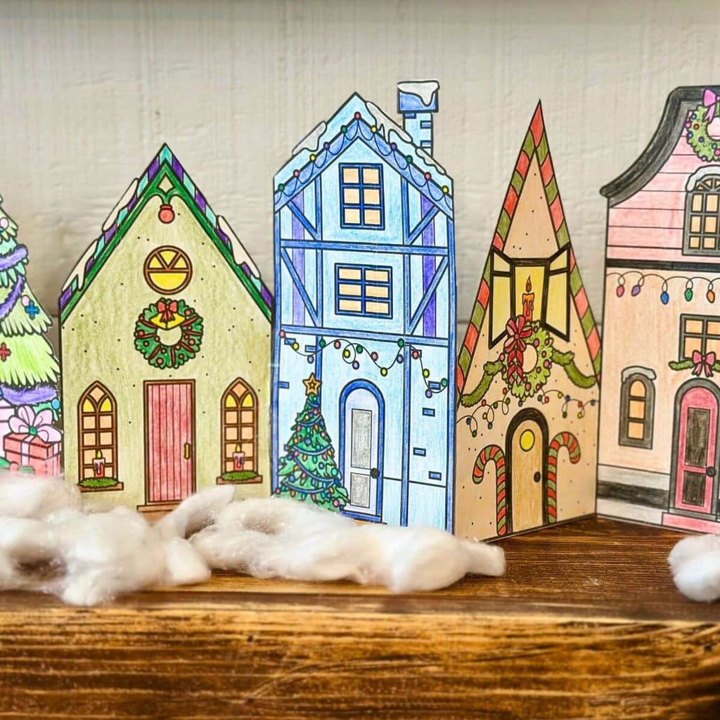 Christmas Village Coloring Craft