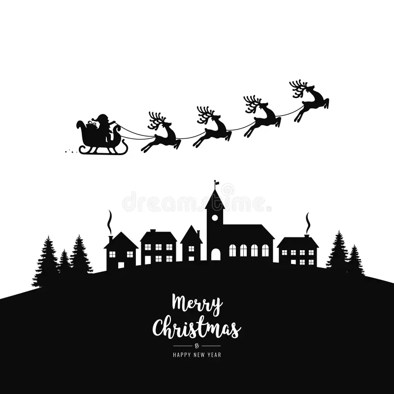 Christmas Village Silhouette Black Christmas Village Silhouette Black
