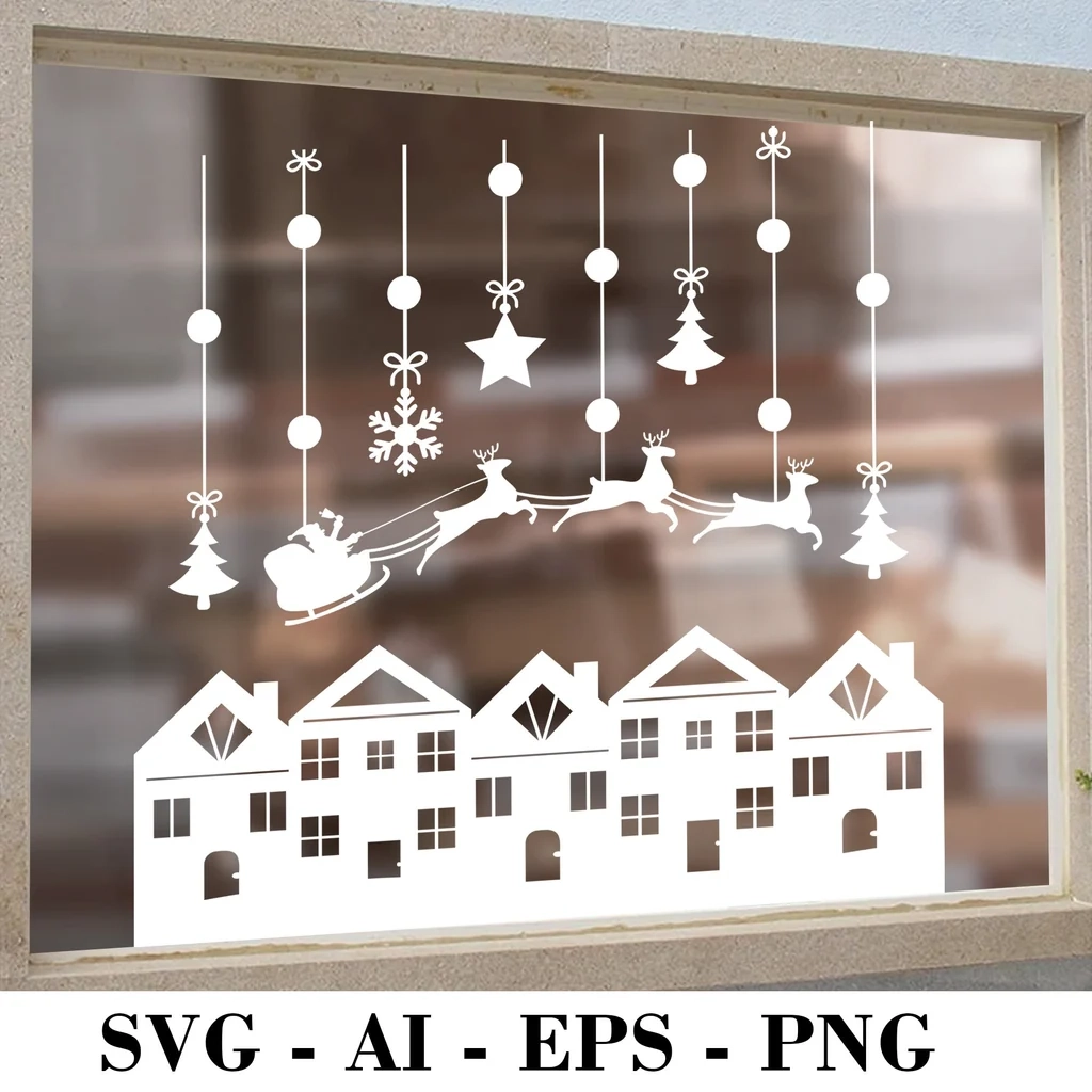 Christmas Village Silhouette Vector Png Eps Svg Downloadable Design