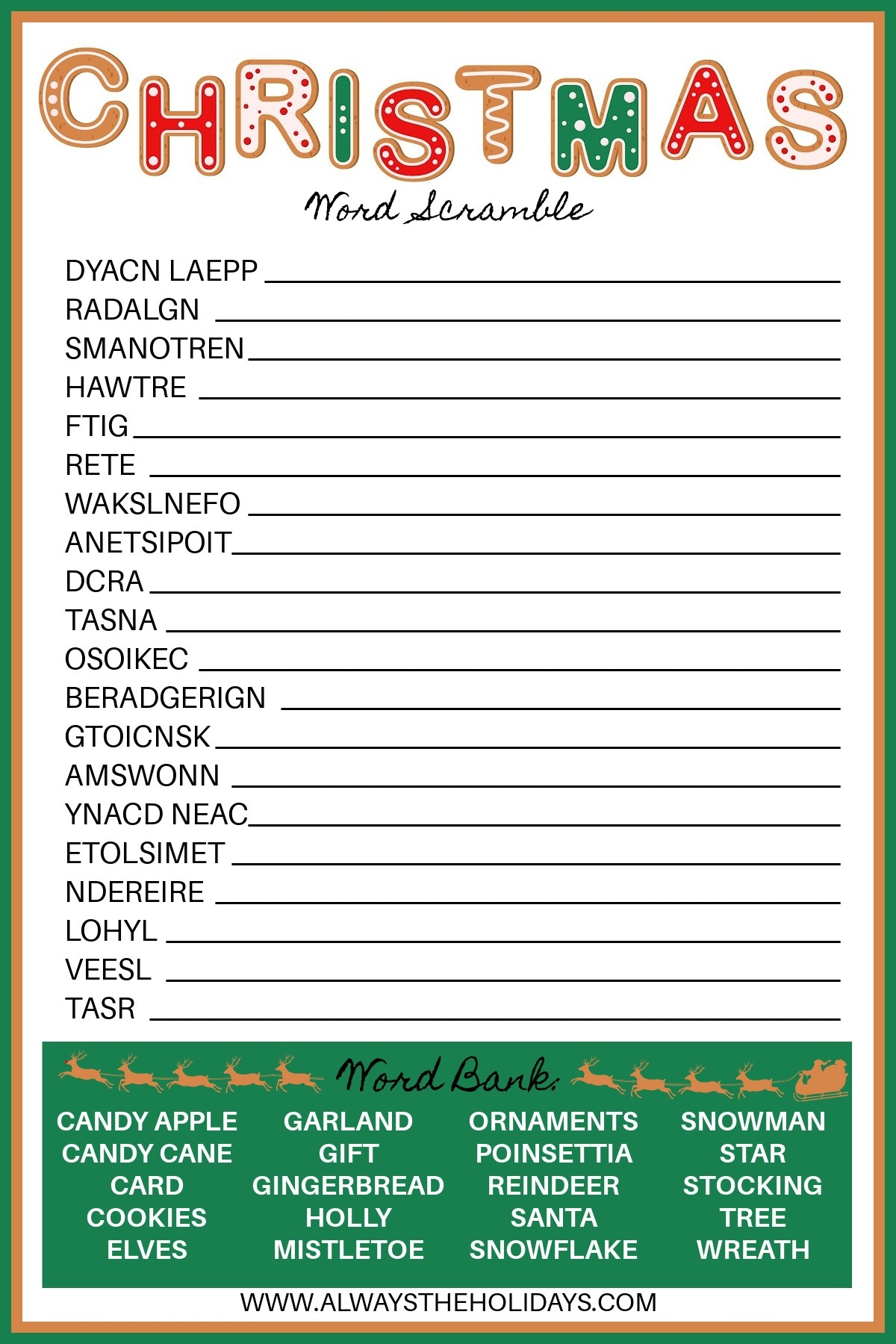 Christmas Word Scramble