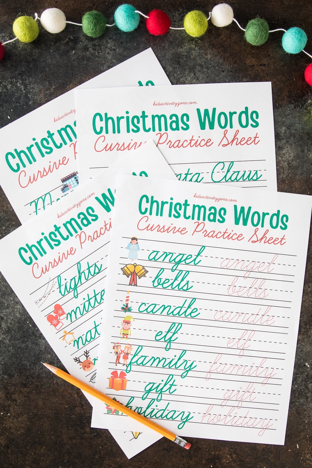 Christmas Words Cursive Practice Sheets Christmas Words Cursive Practice Sheets