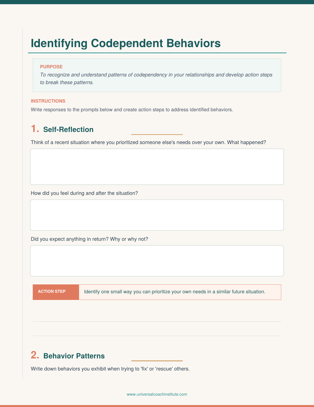Codependency Worksheets