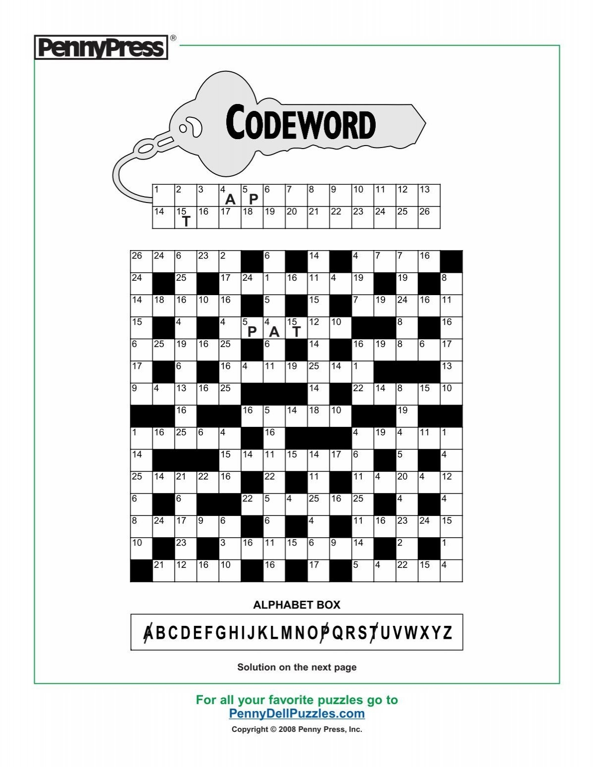 Codeword Pennydellpuzzles Codeword Pennydellpuzzles