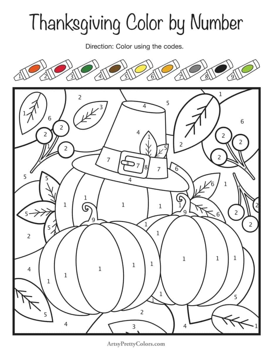 Color By Number Thanksgiving