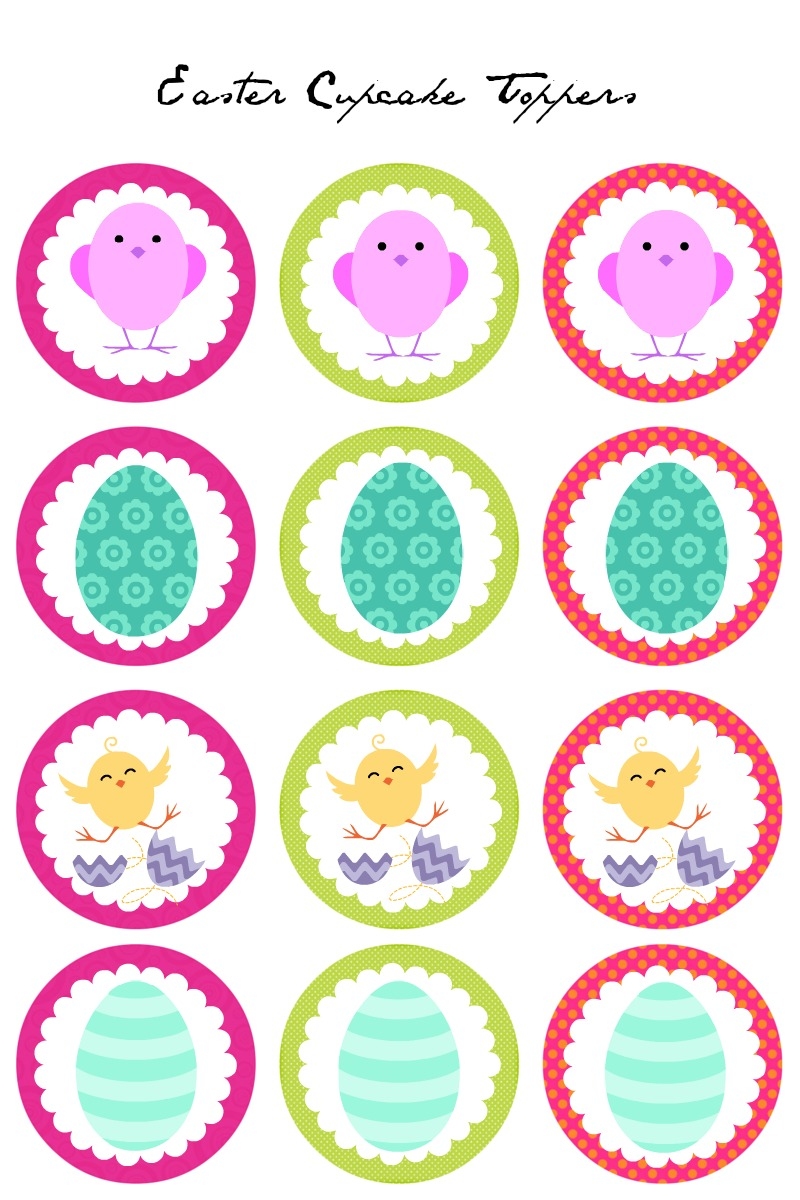 Colorful Easter Cupcake Toppers Free Printables