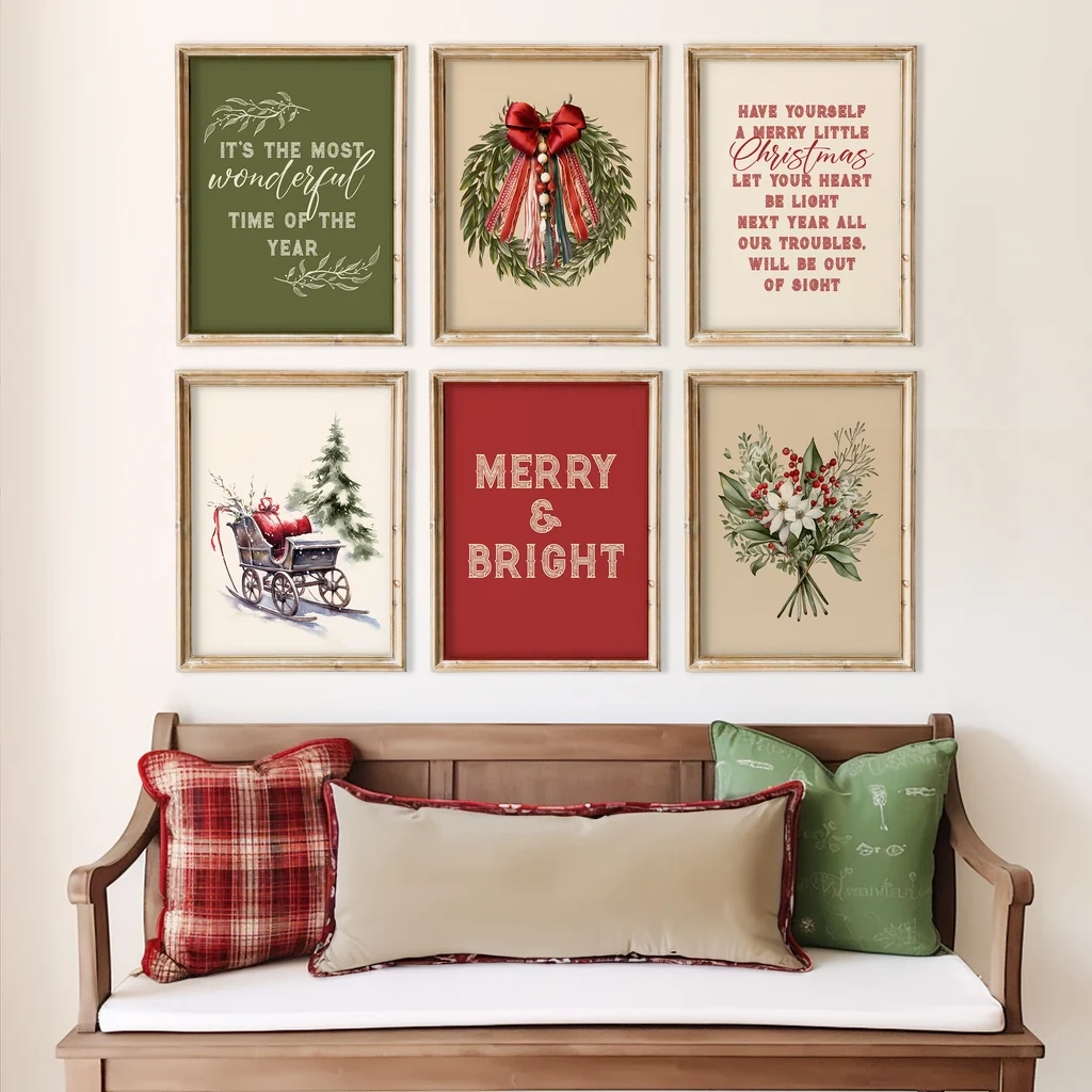 Copy Of Bright Minimalist Modern Snowflake Christmas Set Of 6 Art Prints