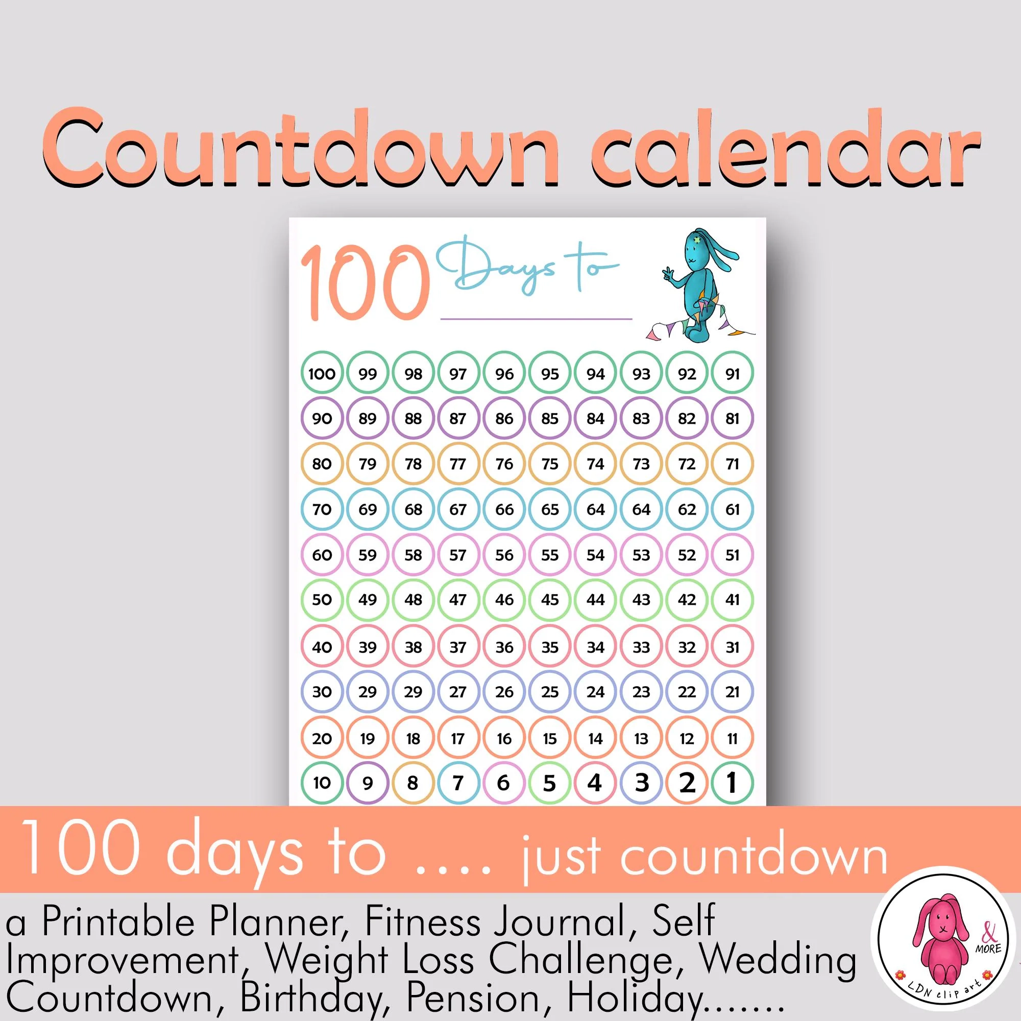 Countdown Calendar 100 Day Countdown Countdown Calendar 100 Day Countdown