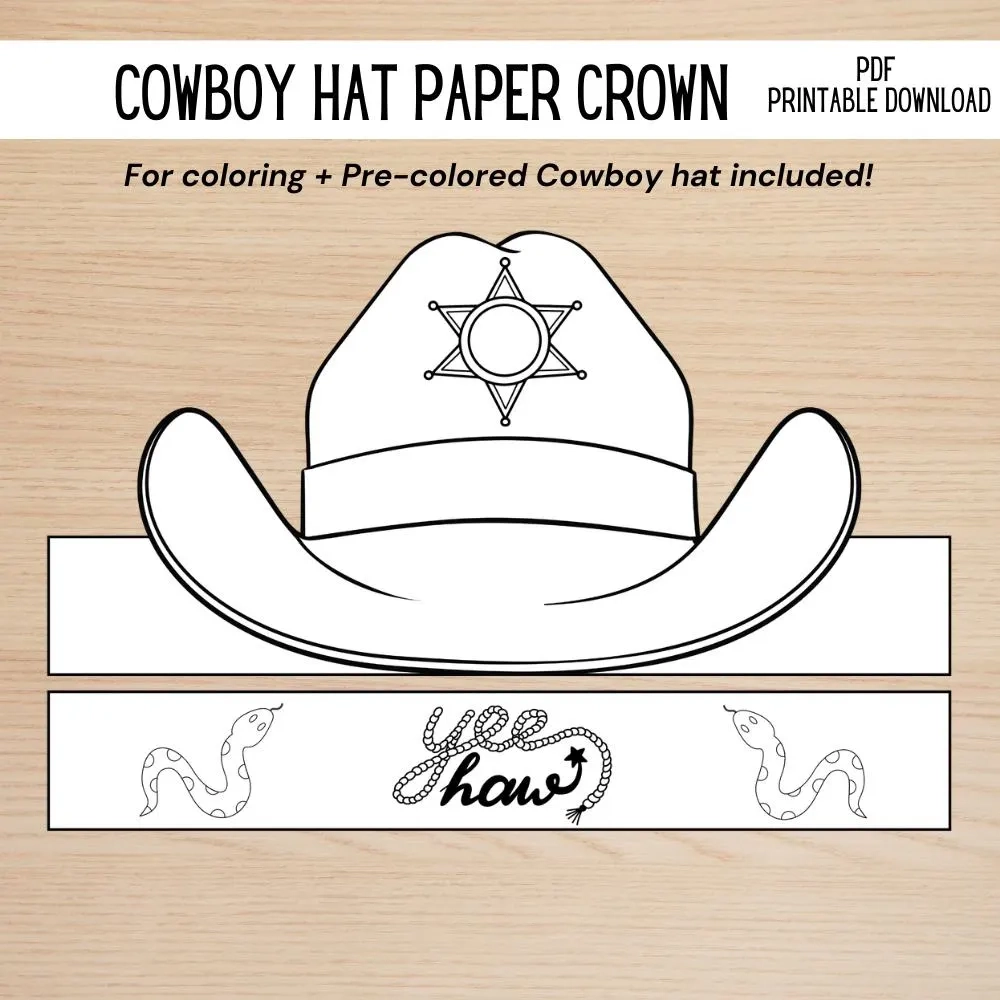 Cowboy Hat Paper Crown Coloring Craft Cowboy Hat Paper Crown Coloring Craft