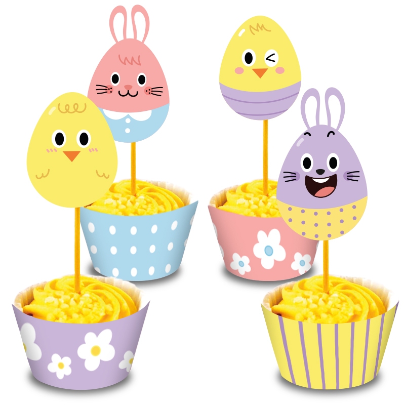 Cute Easter Cupcake Toppers Wrappers 001