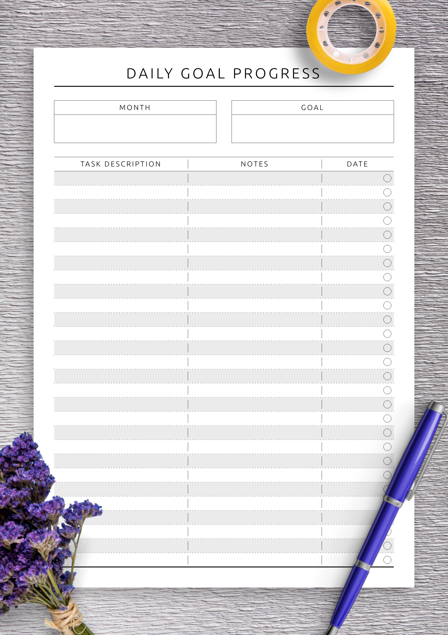 free printable daily goal tracker