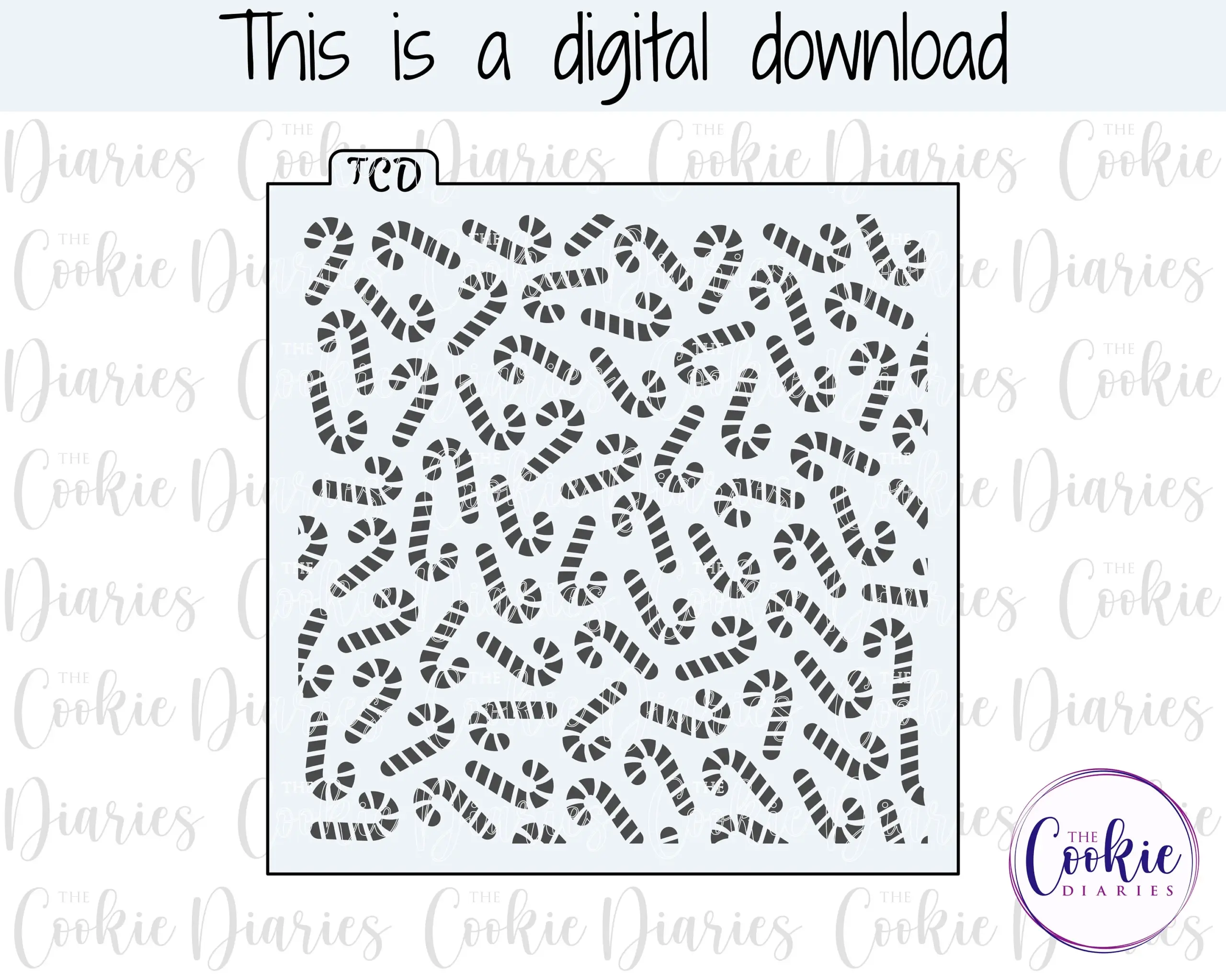 Digital Candy Canes Cookie Stencil File Digital Candy Canes Cookie Stencil File