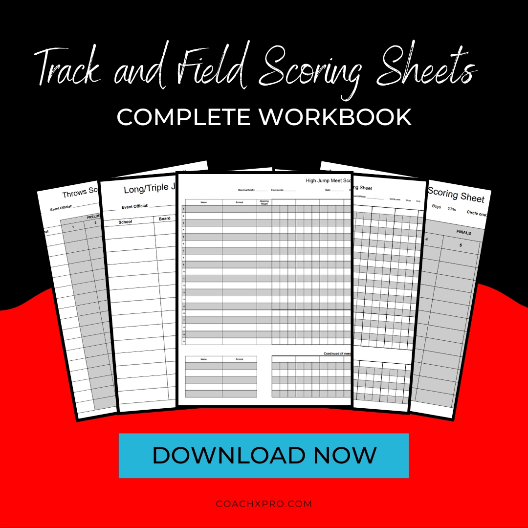 Digital Download Complete Track And Field Meet Scoring Sheets Workbook