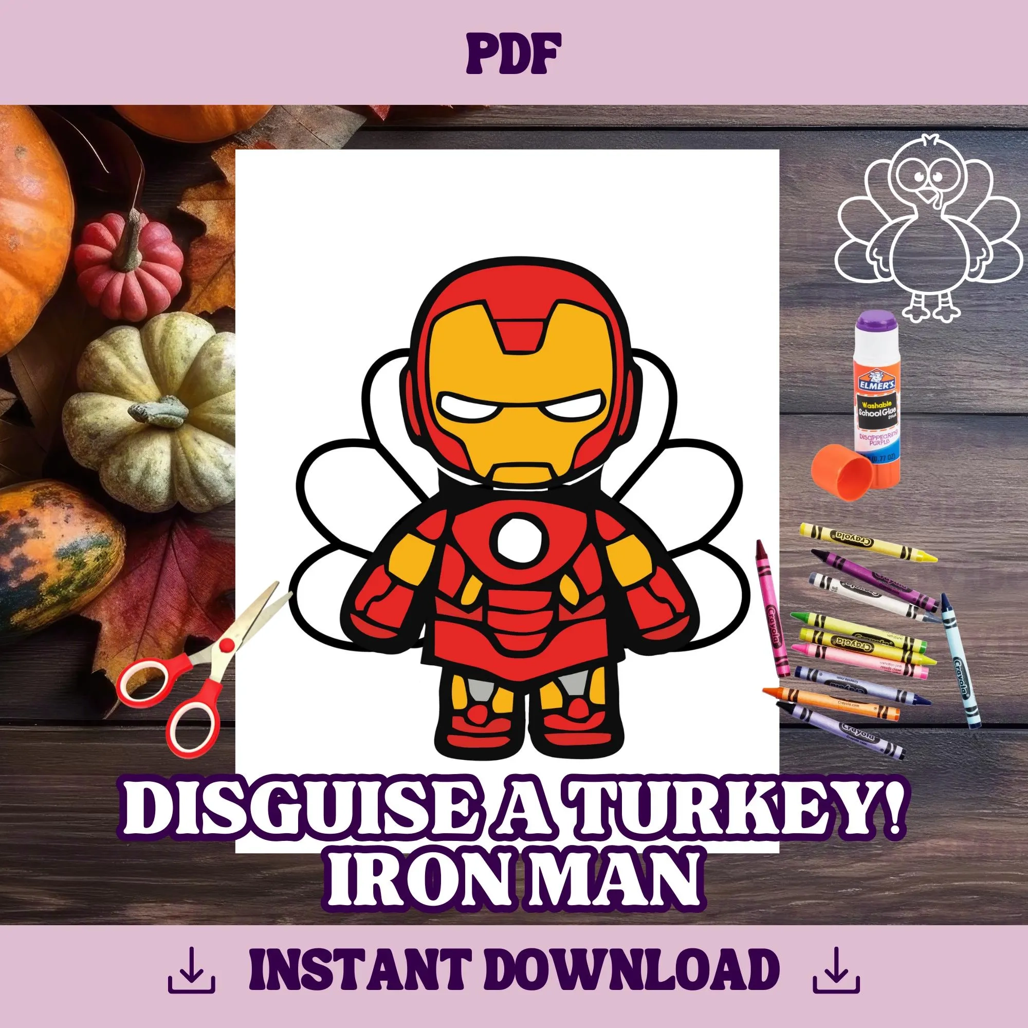 Disguise A Turkey Iron Man Template