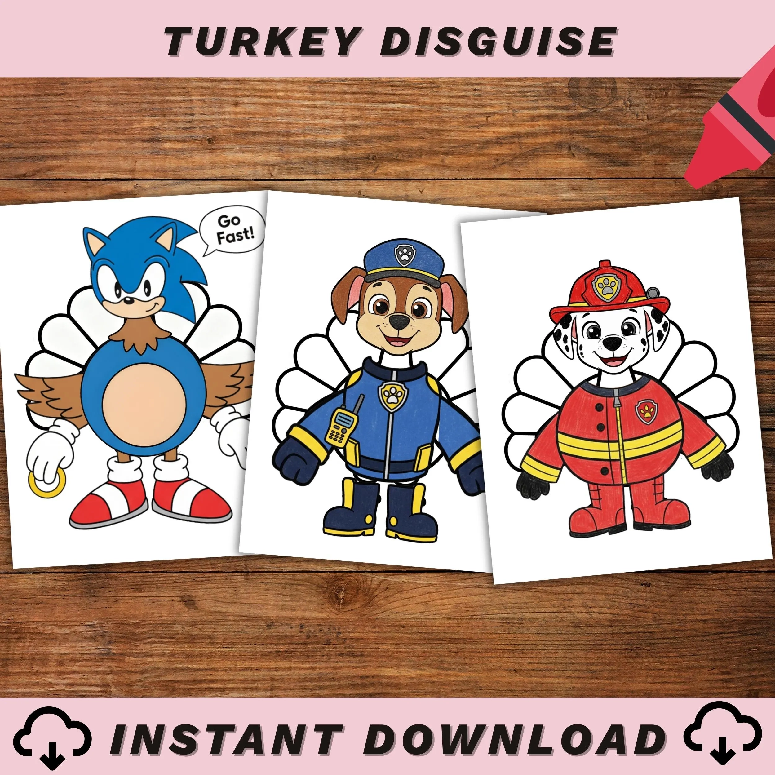sonic turkey disguise template