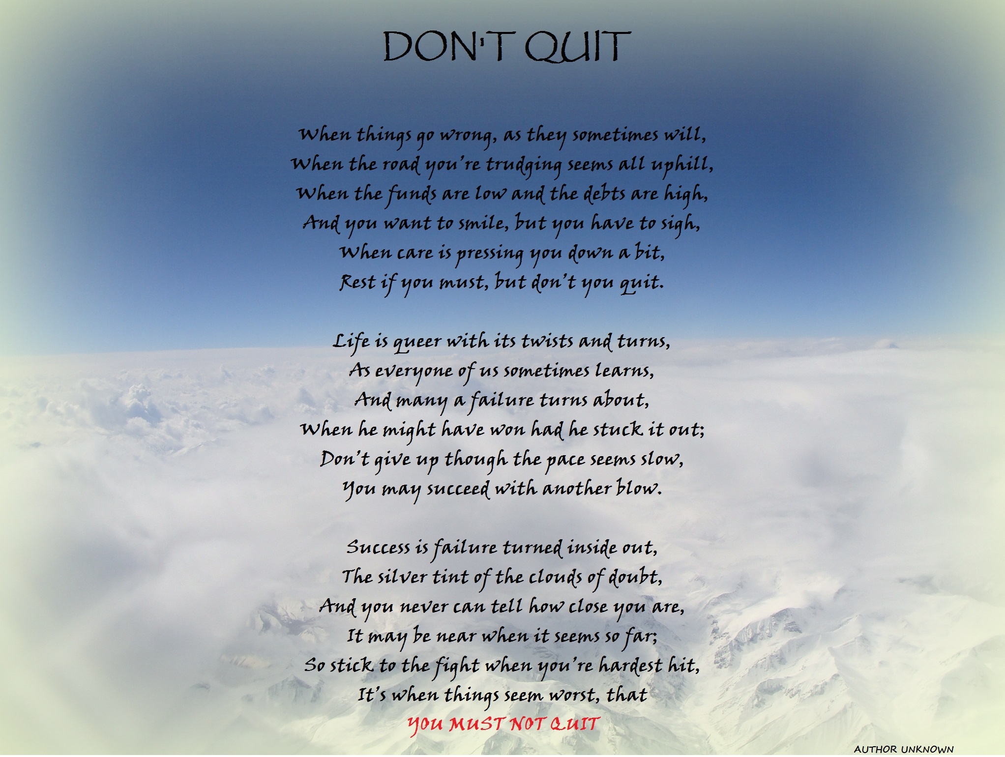 Dont Quit Poem Author Dont Quit Poem Author