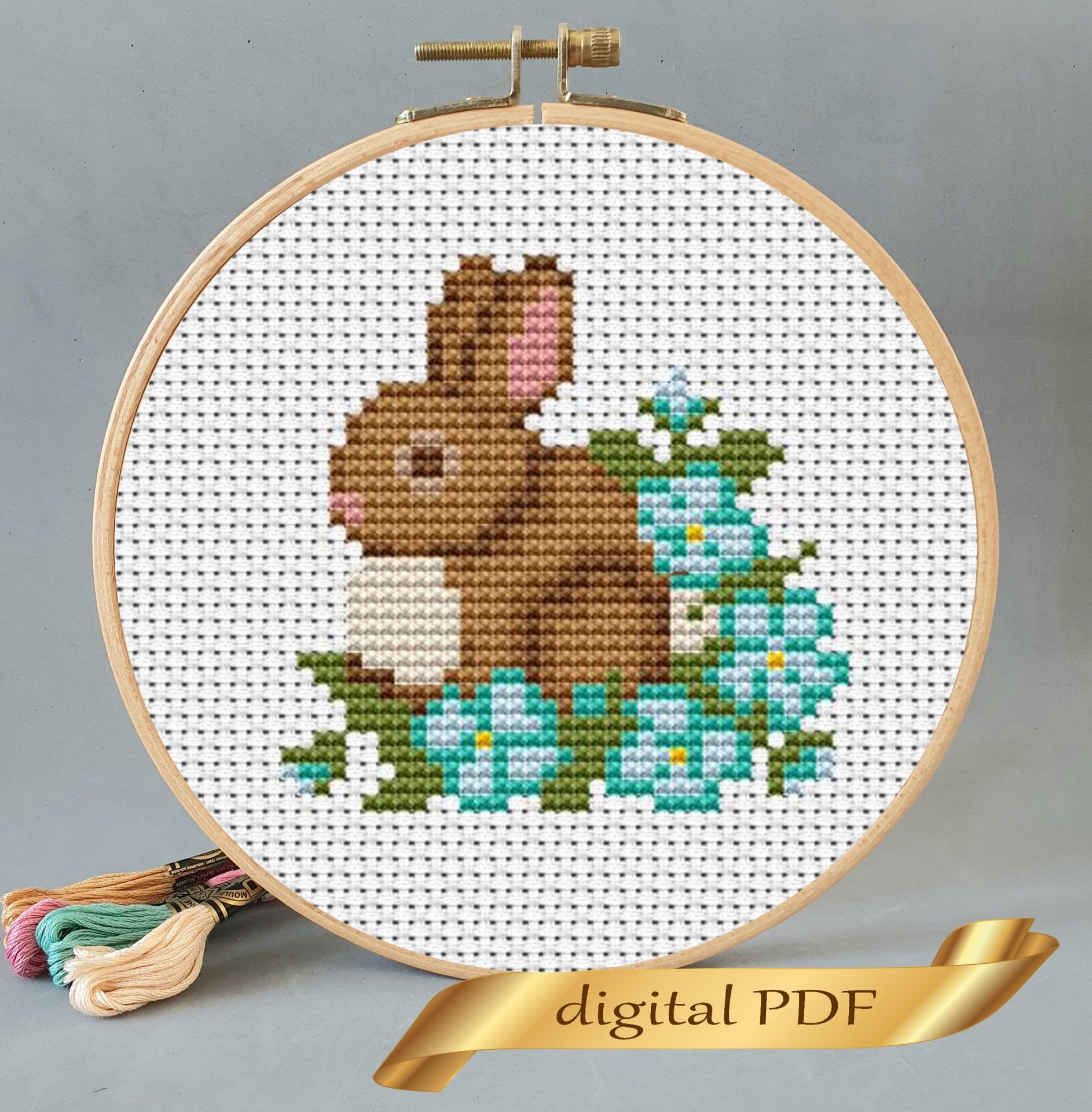 Easter Bunny Pattern Cross Stitch Embroidery