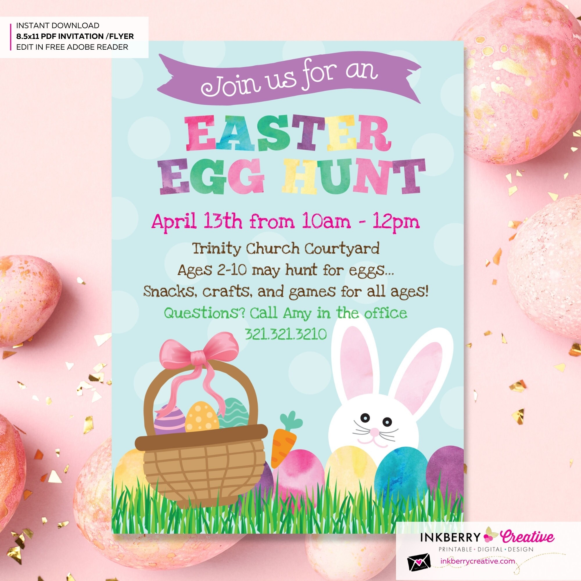 Easter Egg Hunt 85x11 Printable Flyer