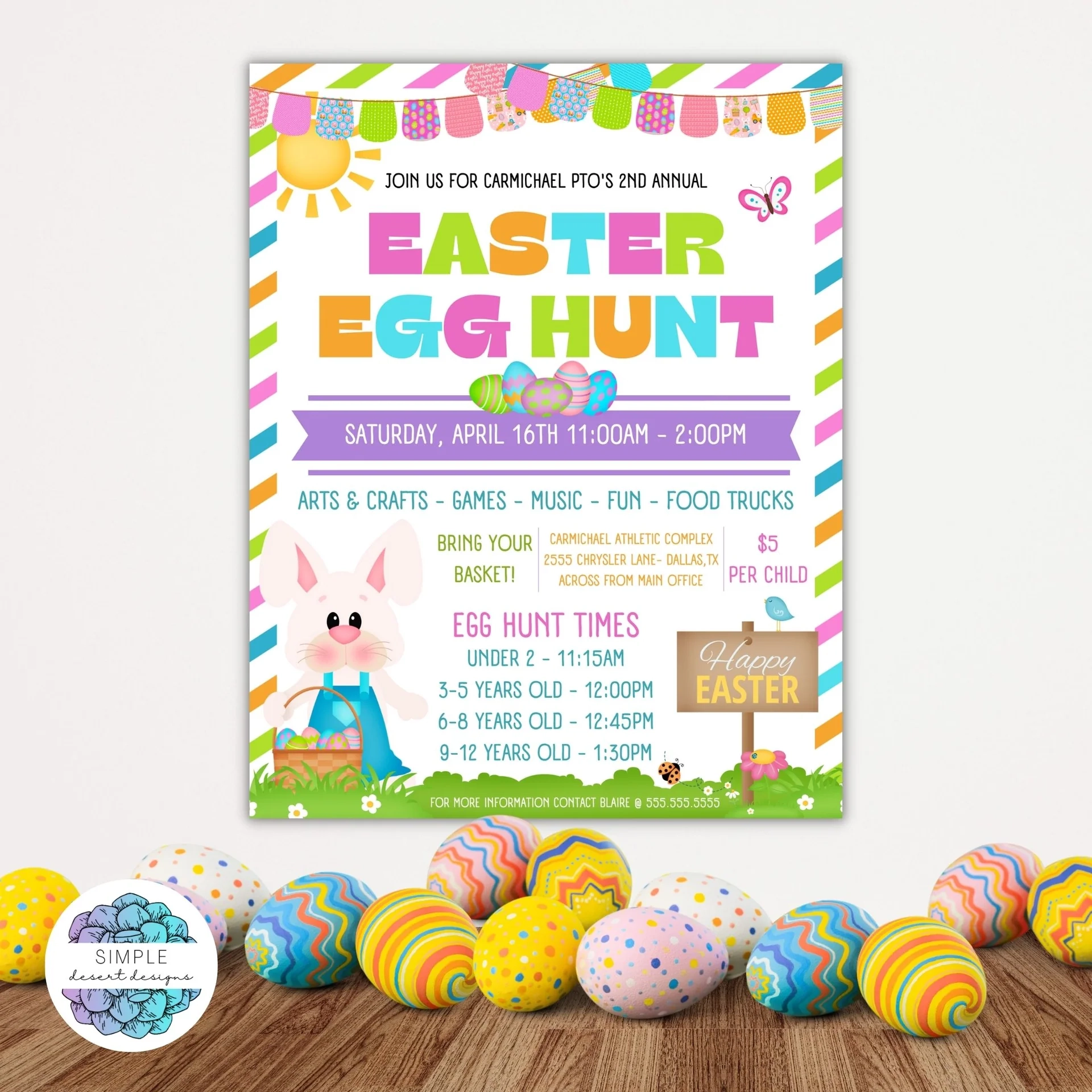 Easter Egg Hunt Flyer Printable Invite Easter Party Invitation 1