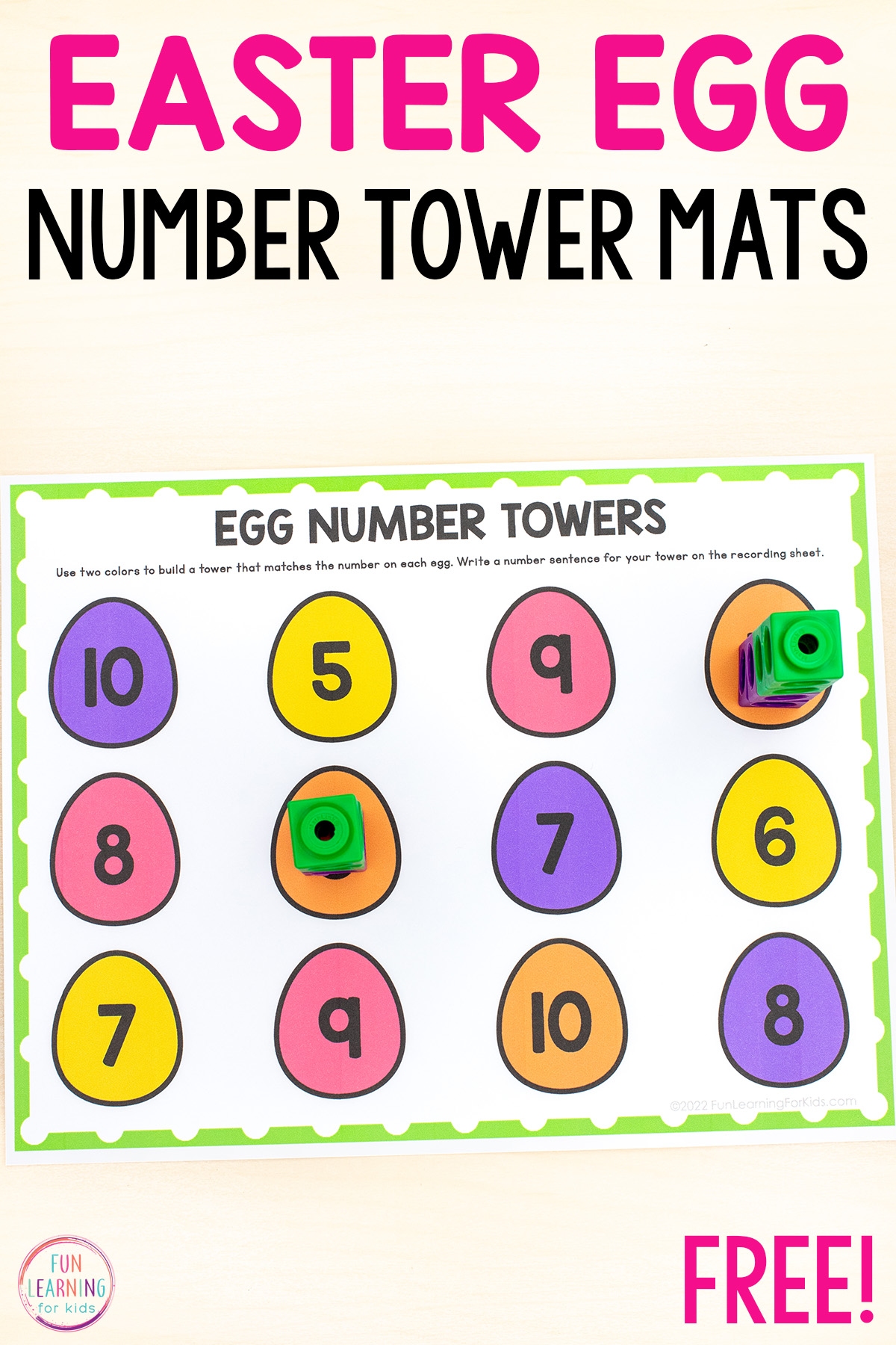 Easter Egg Number Towers Math Activity