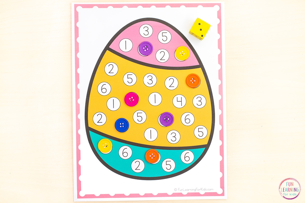 Easter Egg Roll And Cover The Number Free Printable