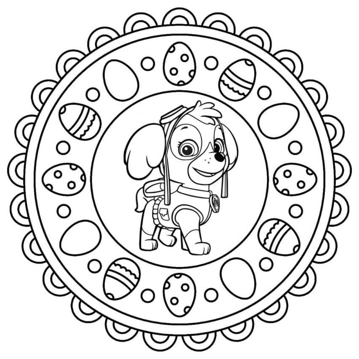 Easter Mandala With Paw Patrol Coloring Page Easter Mandala With Paw Patrol Coloring Page