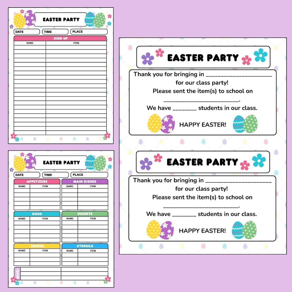Easter Party Sign Up Sheet Easter Party Sign Up Sheet
