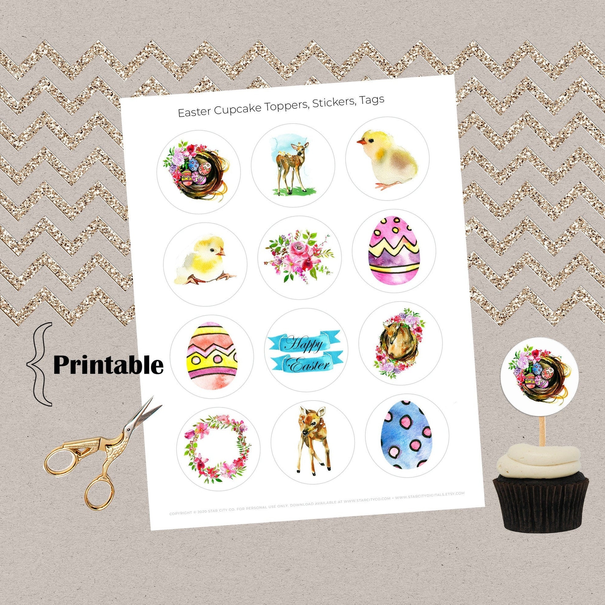 printable easter cupcake toppers