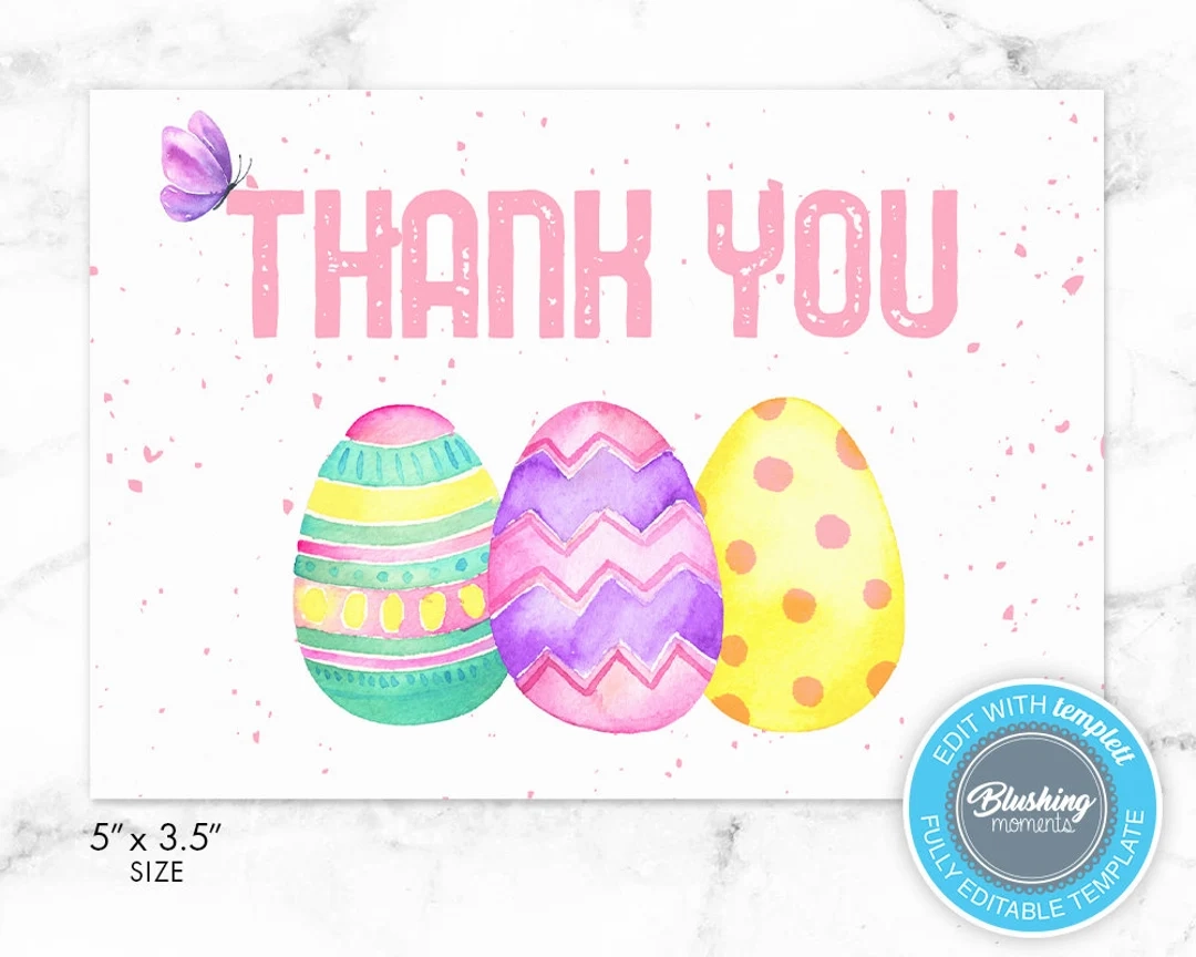 Easter Thank You Card Printable Thank