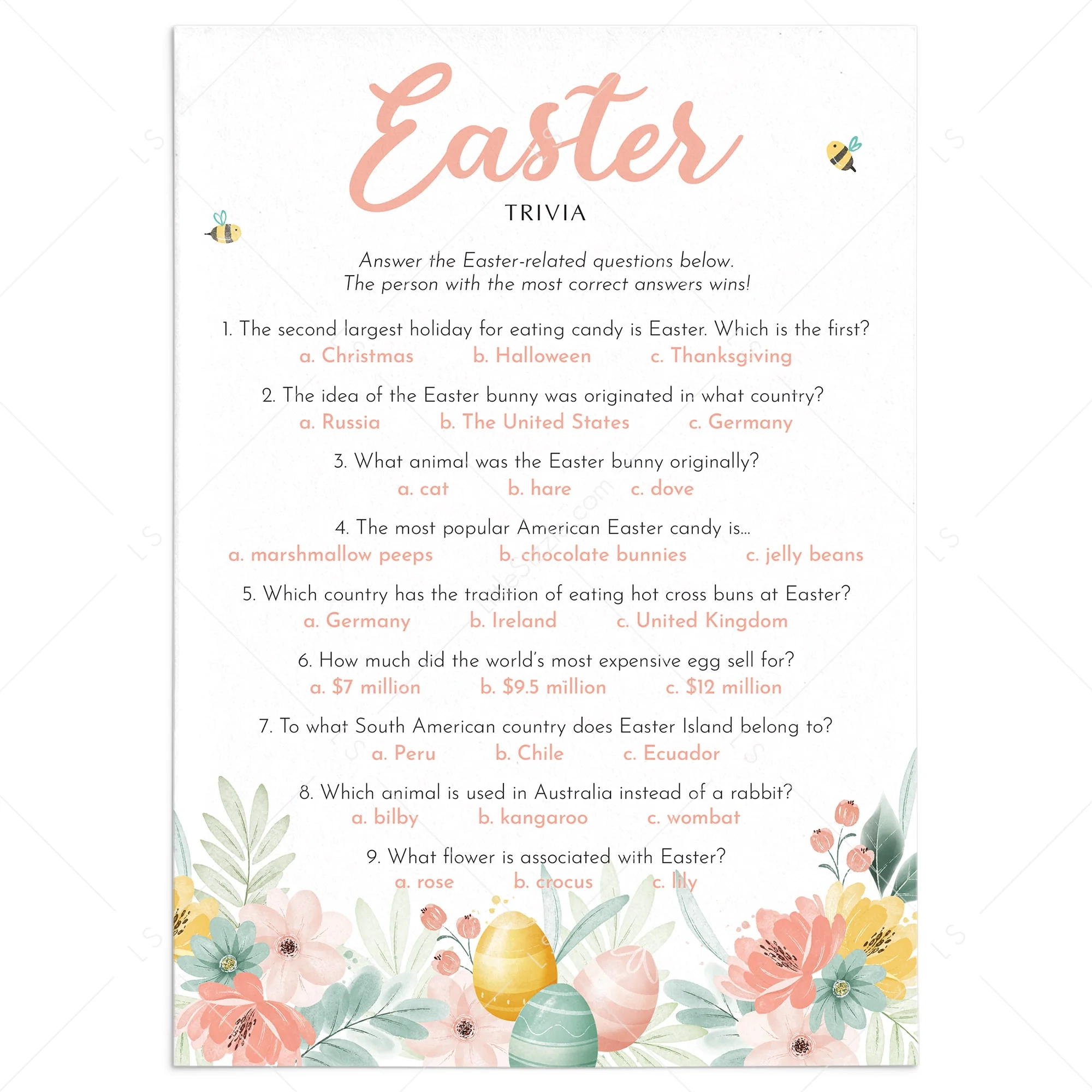 Easter Trivia With Answers Printable Easter Trivia With Answers Printable