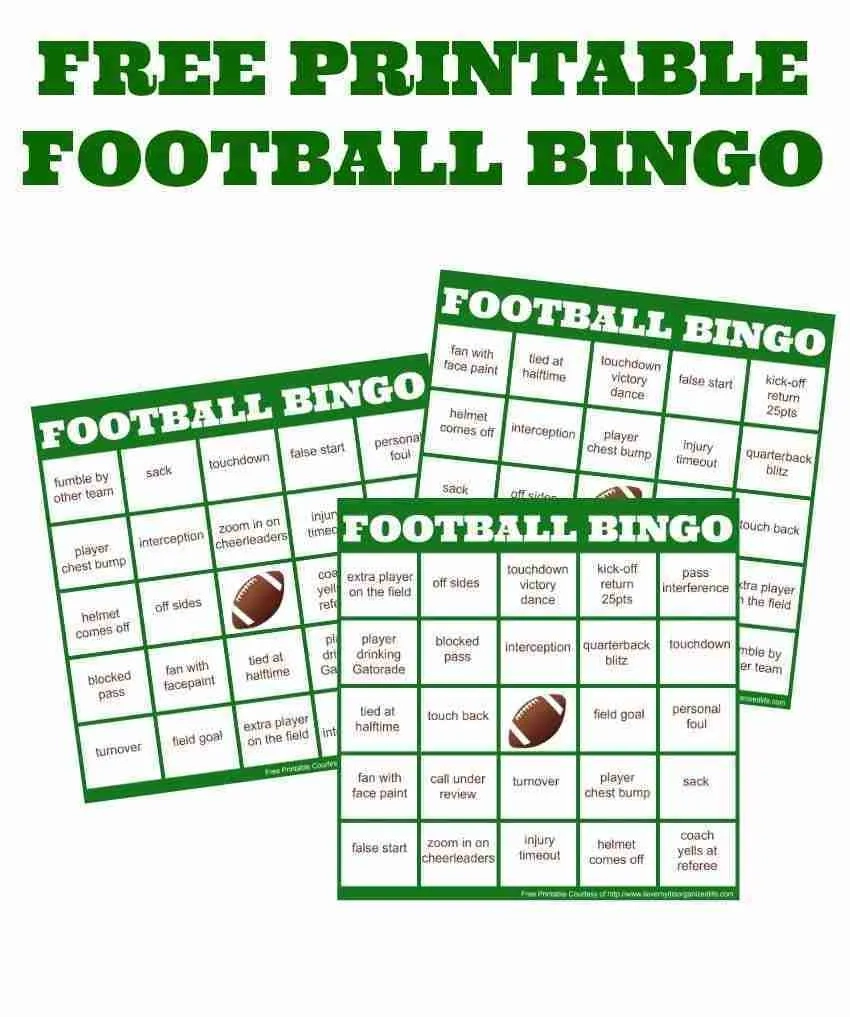 free printable football bingo cards free printable football bingo cards