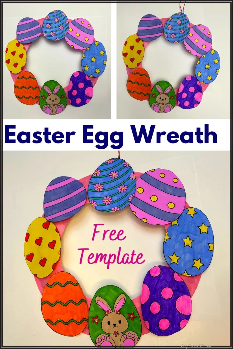 Easy Paper Plate Easter Egg Wreath Free Template