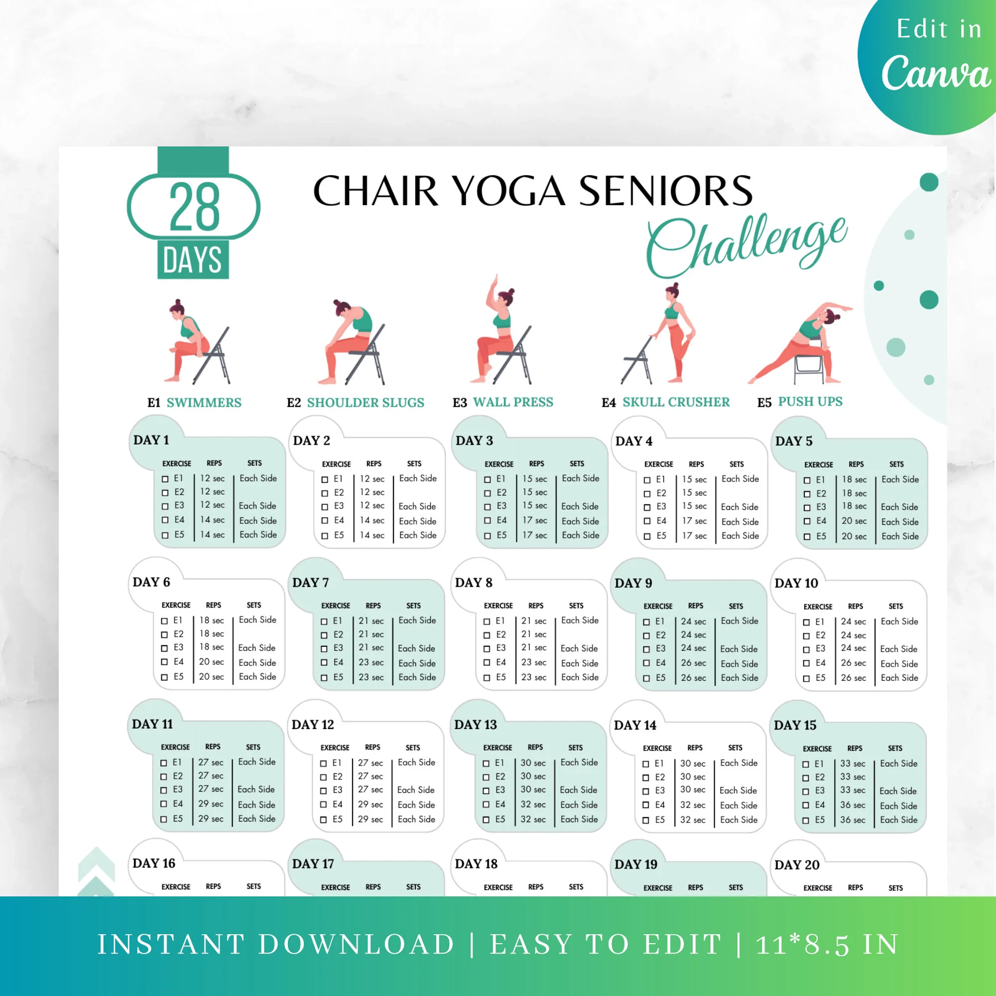 Editable 28 Days Chair Yoga Seniors Editable 28 Days Chair Yoga Seniors