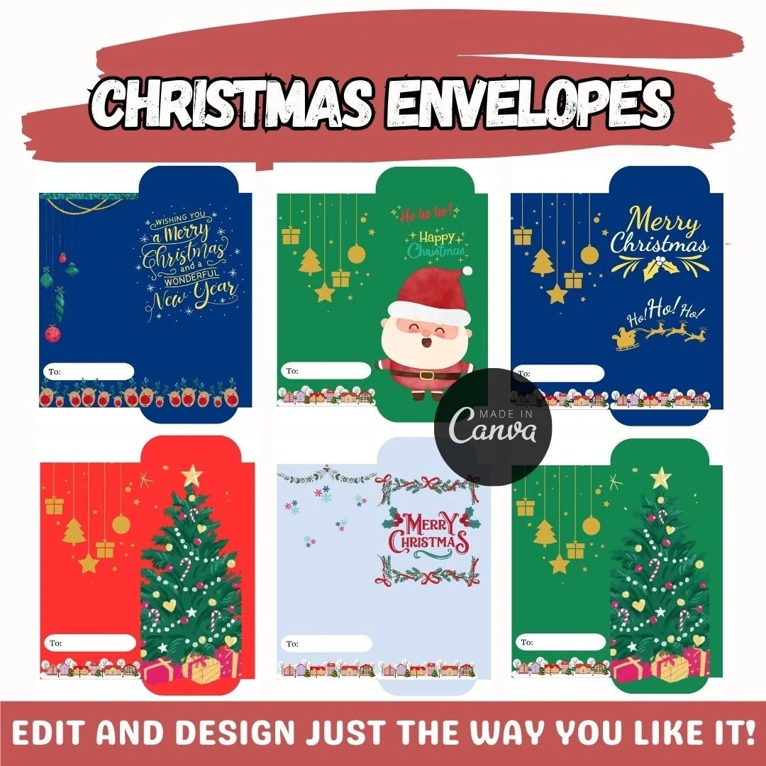 Editable Christmas Money Envelopes Canva
