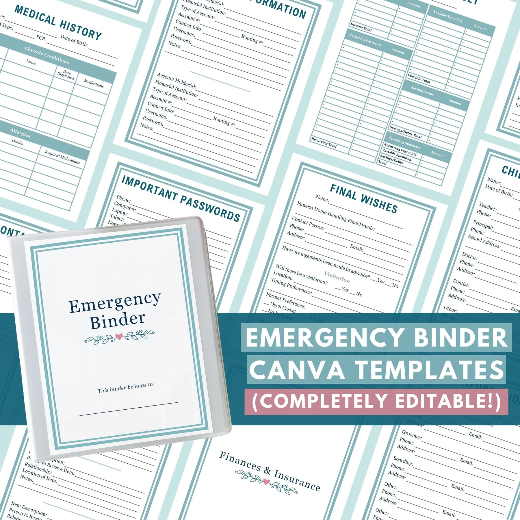Editable Emergency Binder Canva Templates Editable Emergency Binder Canva Templates