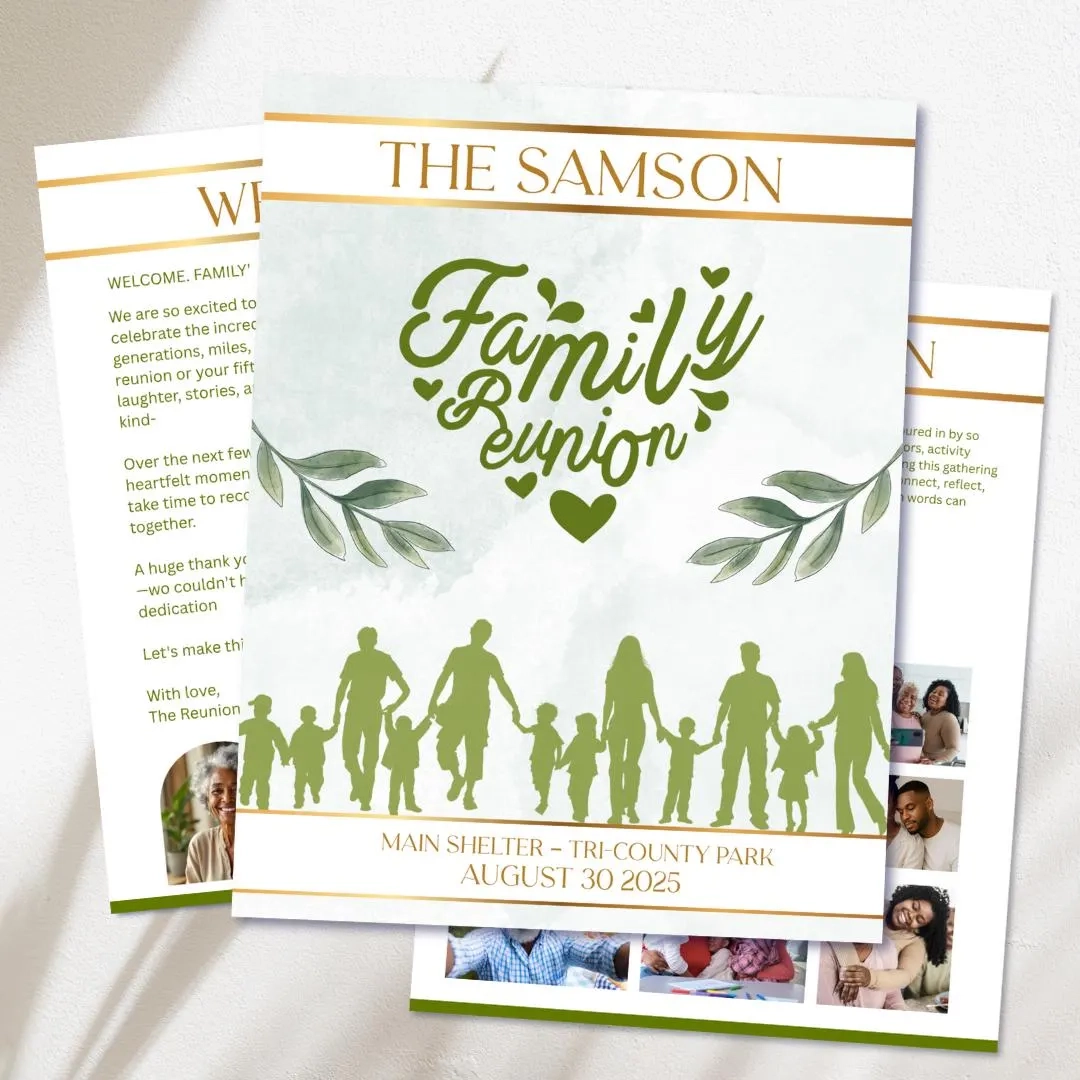 Editable Family Reunion Itinerary Editable Family Reunion Itinerary
