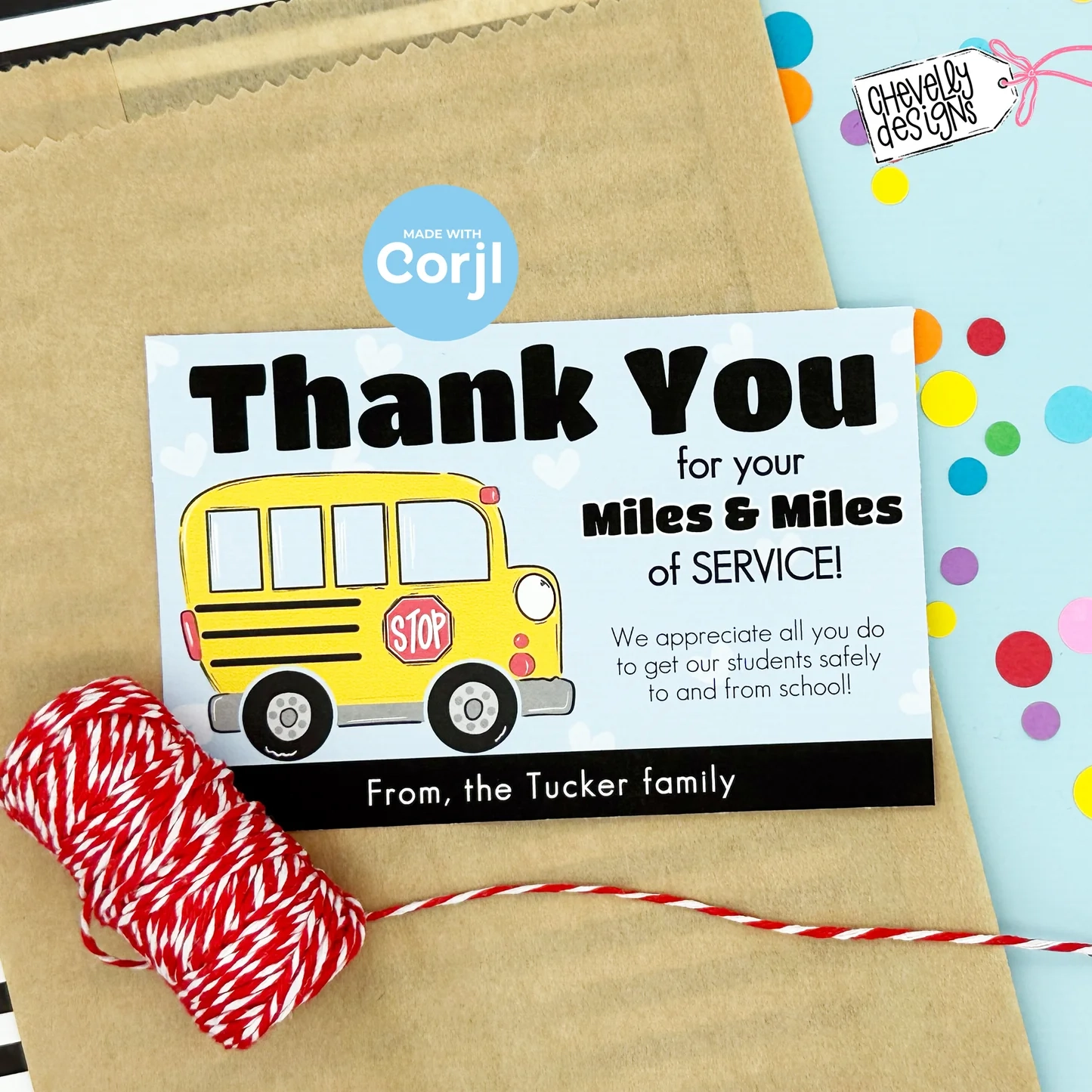 Editable Thank You For Your Service Bus Driver Appreciation Gift Tags Printable Digital File