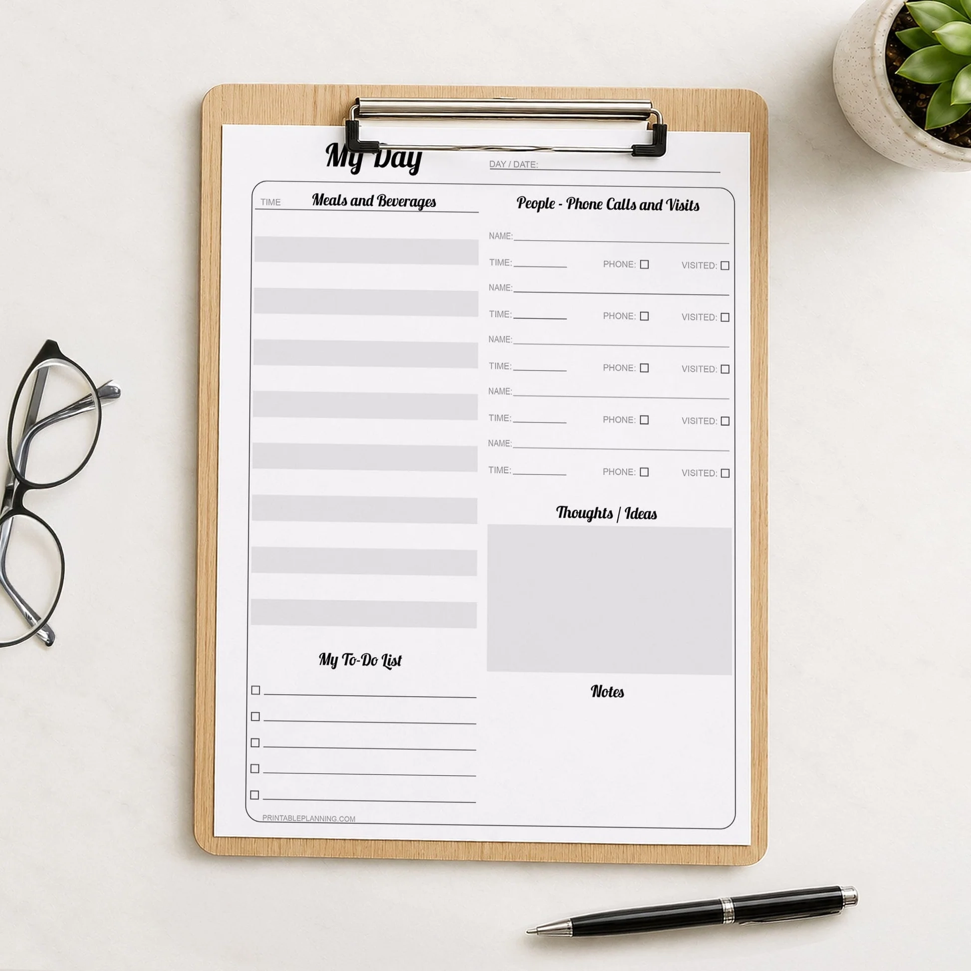Elderly Independent Living Daily Page For Memory Printable