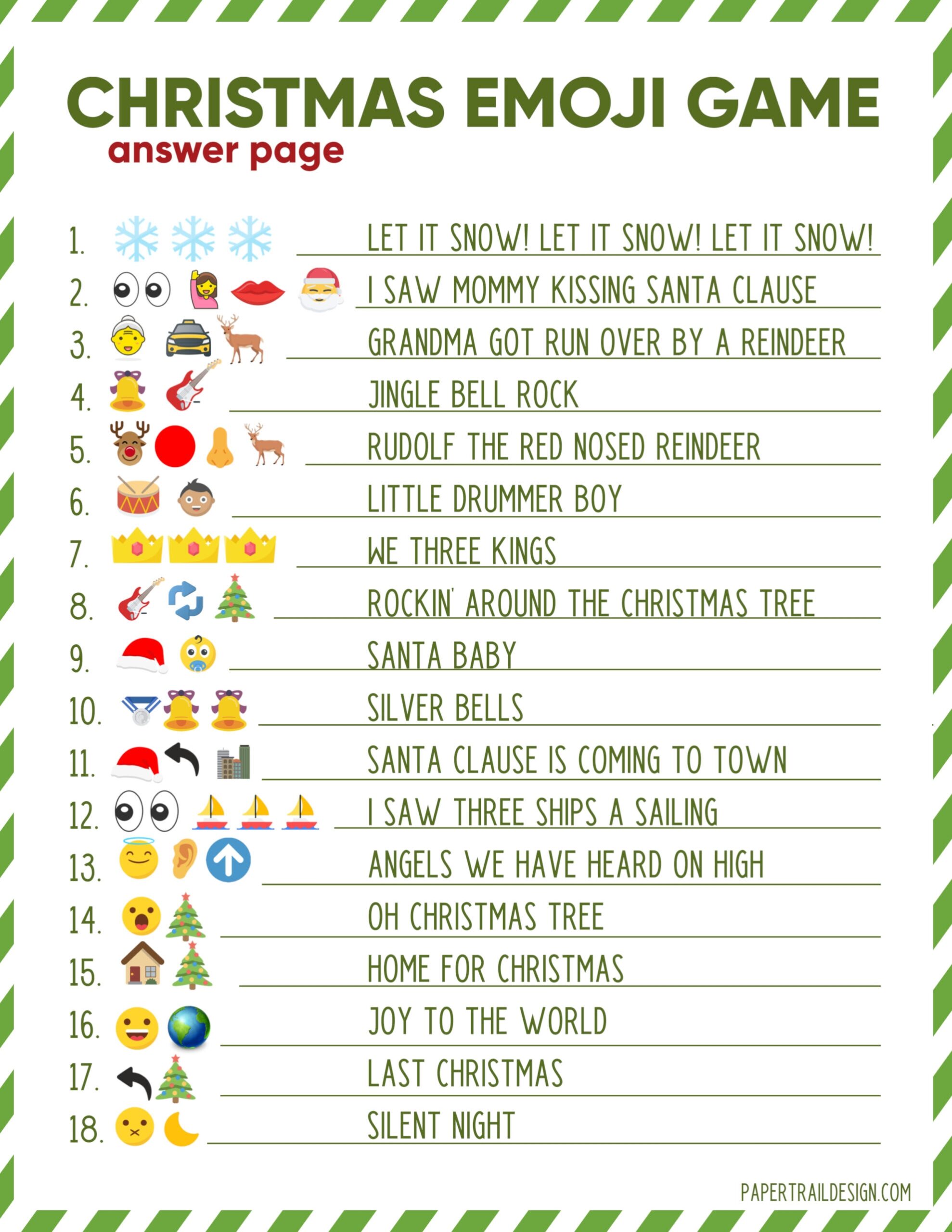 Emoji Printable Christmas Game