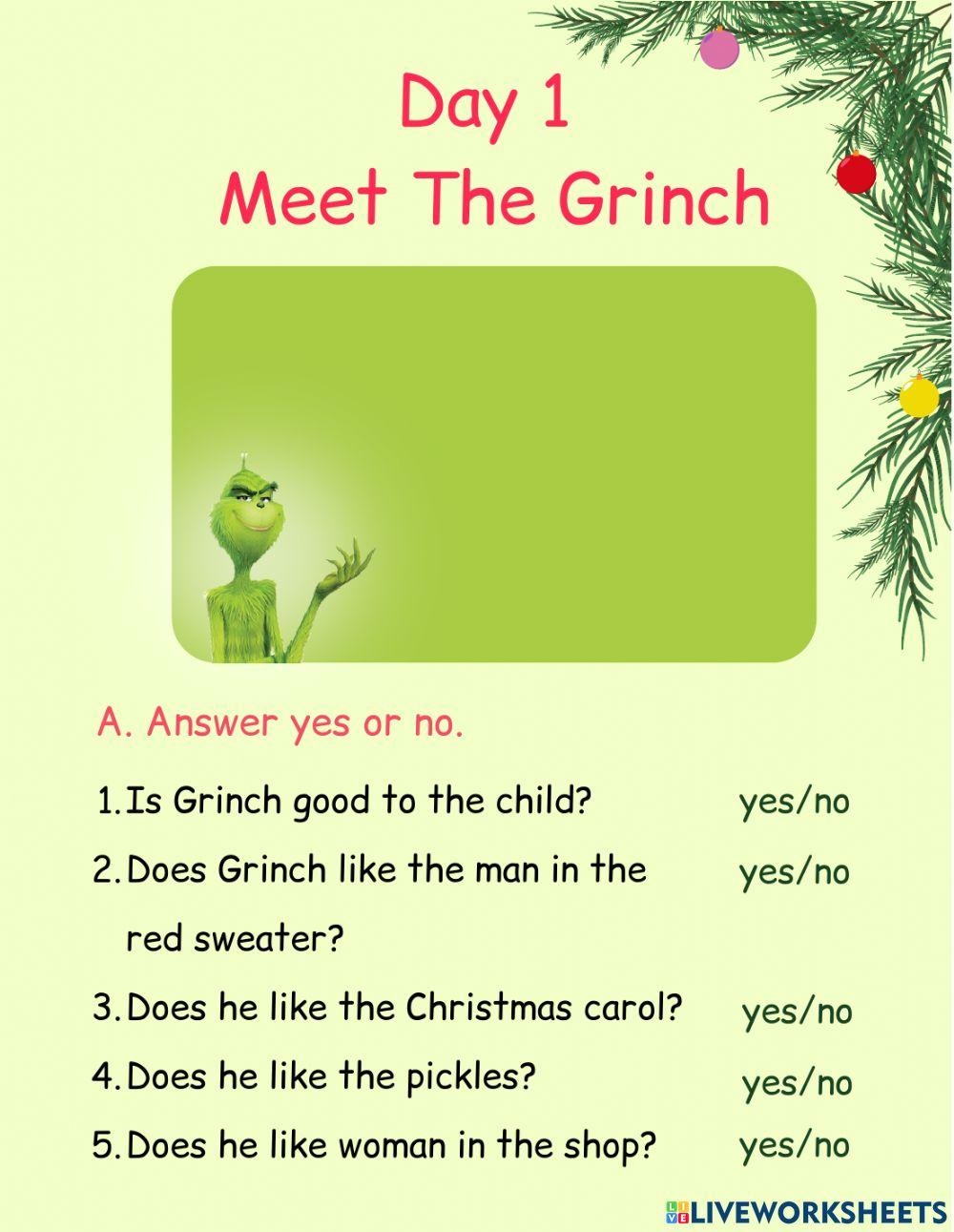 the grinch who stole christmas worksheets
