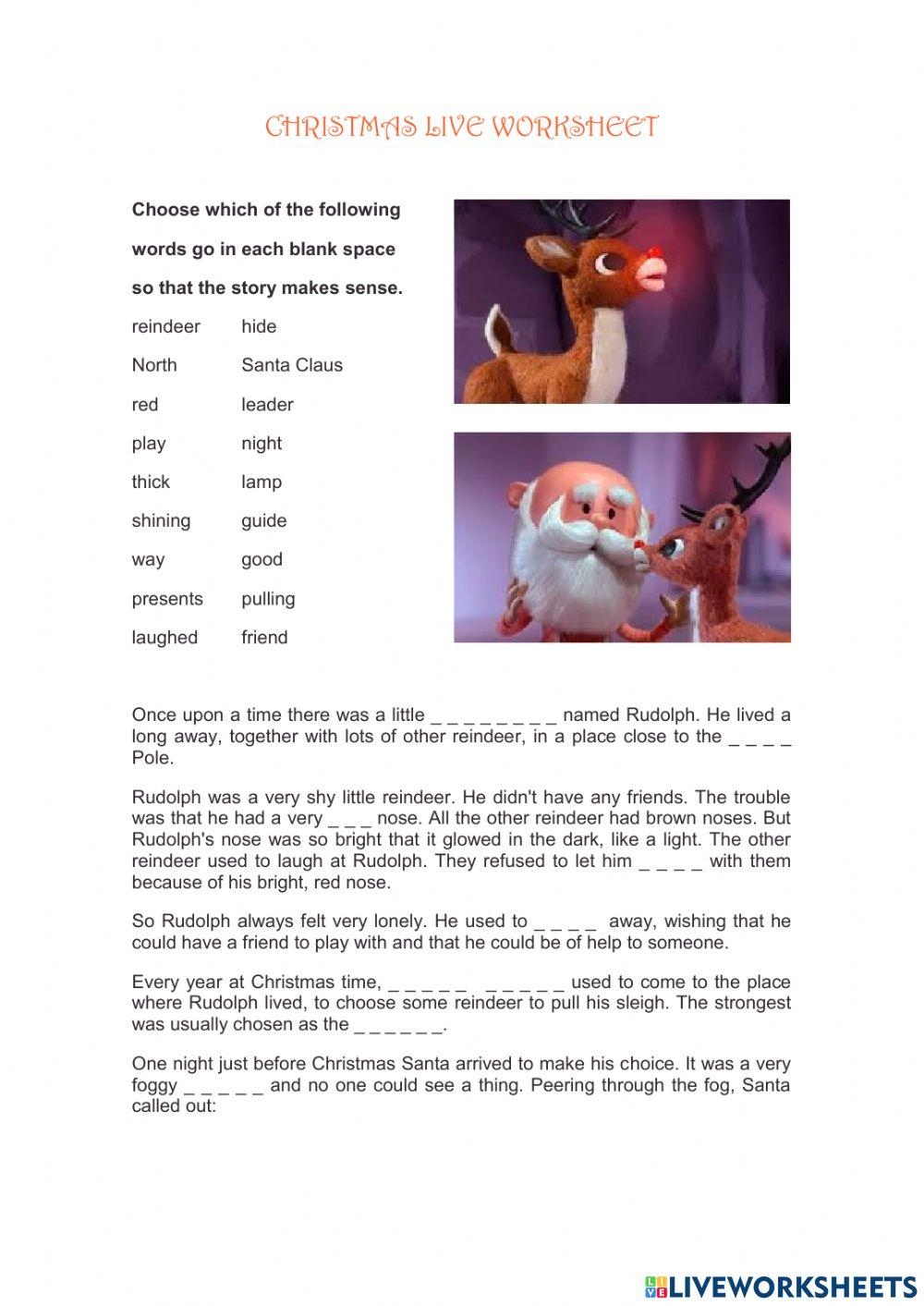 live worksheets christmas