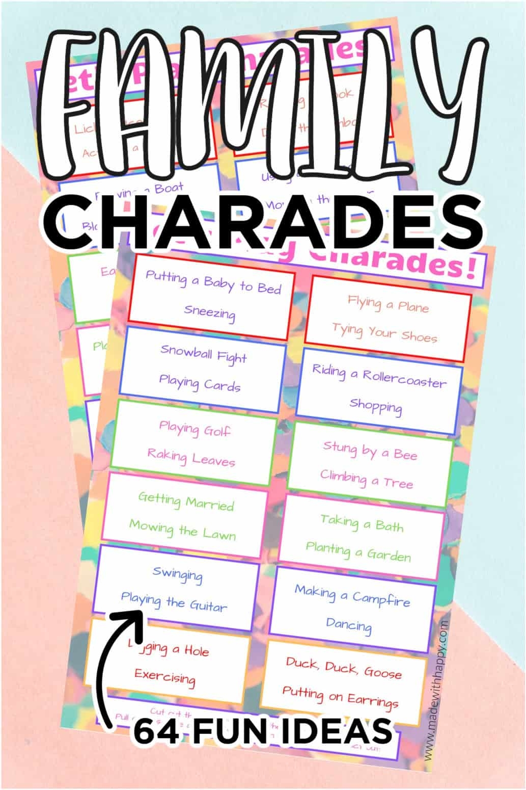 charades free printable cards charades free printable cards
