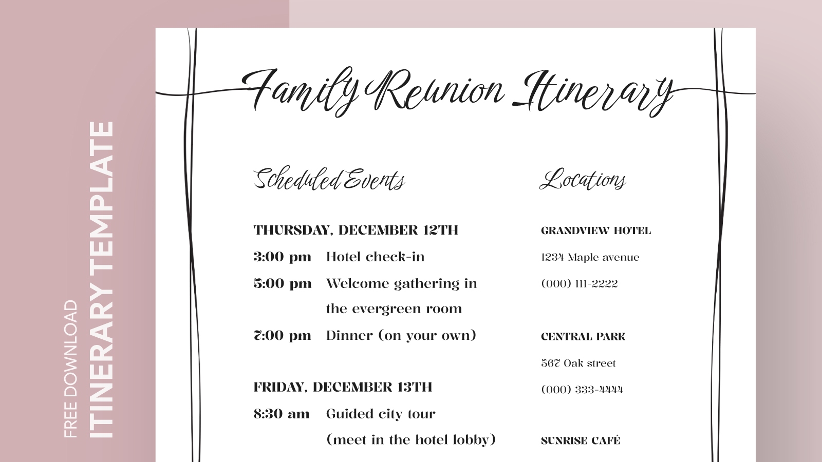 Family Reunion Itinerary Free Google Docs Template Family Reunion Itinerary Free Google Docs Template