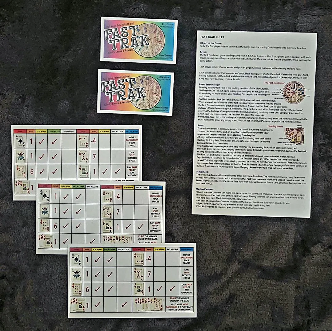 Fast Track Game Rules Card Set Short Cut