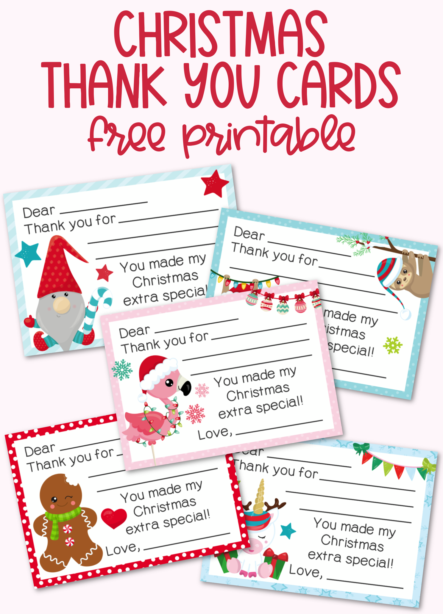 Fill Blank Christmas Thank Cards Free Printable Fill Blank Christmas Thank Cards Free Printable