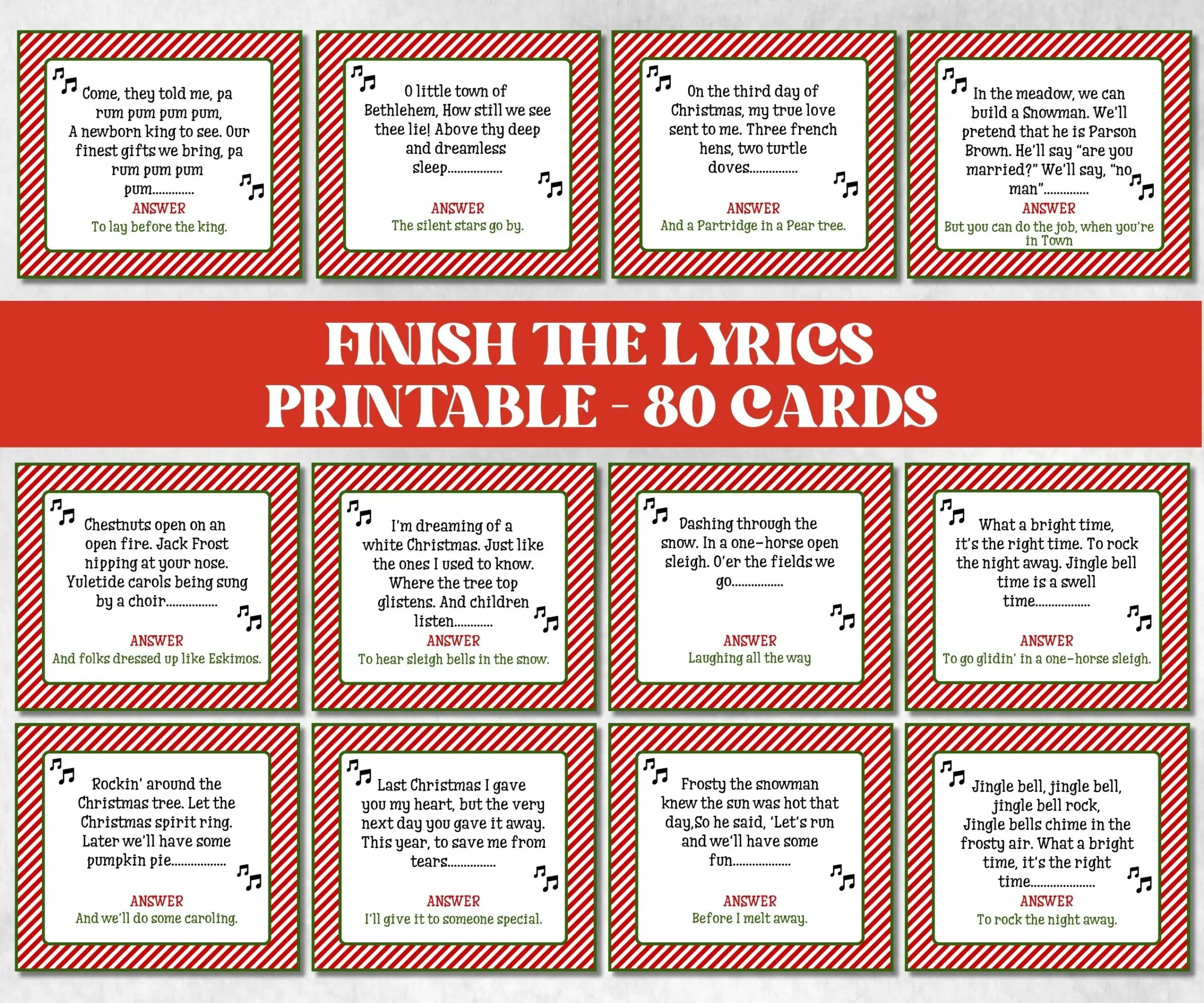 finish the christmas song lyrics game printable